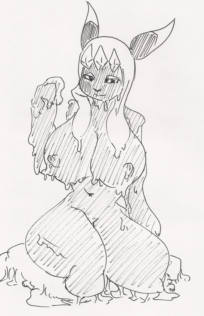 anthro anthrofied breasts eeveelution female female_only front_view furry generation_4_pokemon glaceon monochrome nintendo nipples nude pokemon pokemon_(species) pokemorph rule34 sitting solo tagme