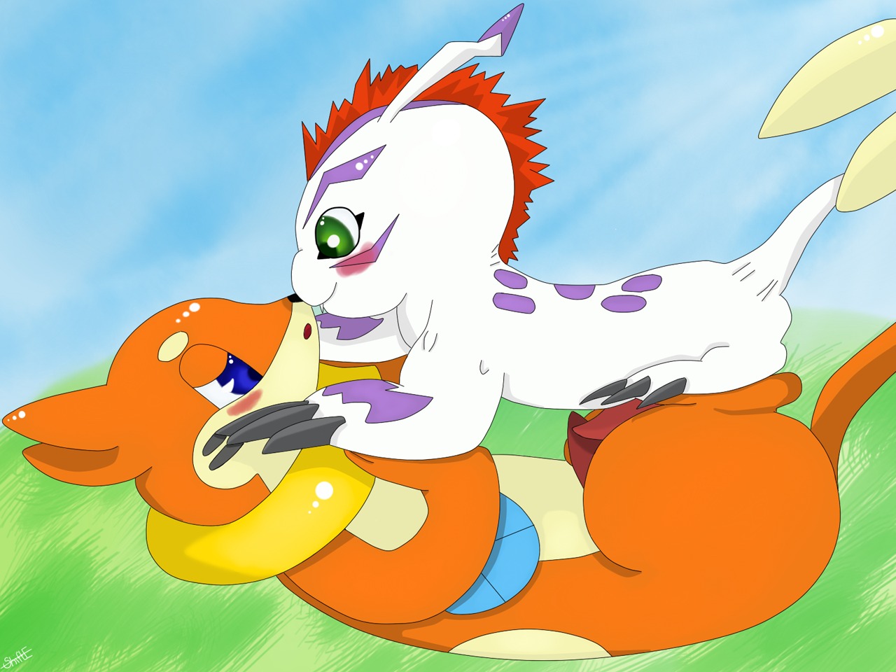 buizel crossover digimon furry gomamon male pokemon rule34
