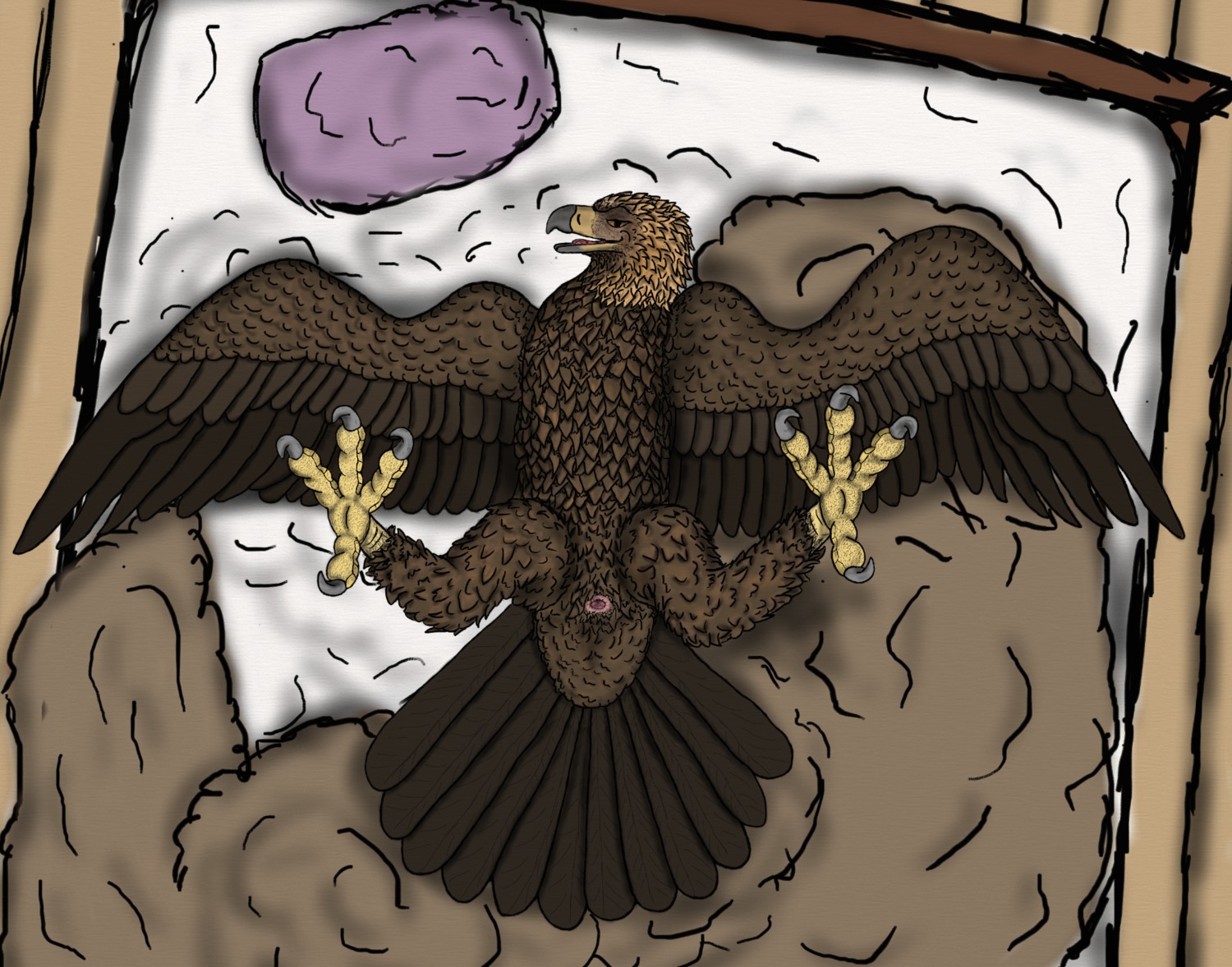 accipitrid accipitriform anatomically_correct animal_genitalia avian avian_butt avian_feet bird claws cloaca e621 eagle feet feral ferobird genitals golden_eagle hi_res hindpaw male paws pinup pose presenting presenting_cloaca round_cloaca sawyer_(ferobird) solo spread_eagle spread_legs spreading talons toe_claws toes true_eagle
