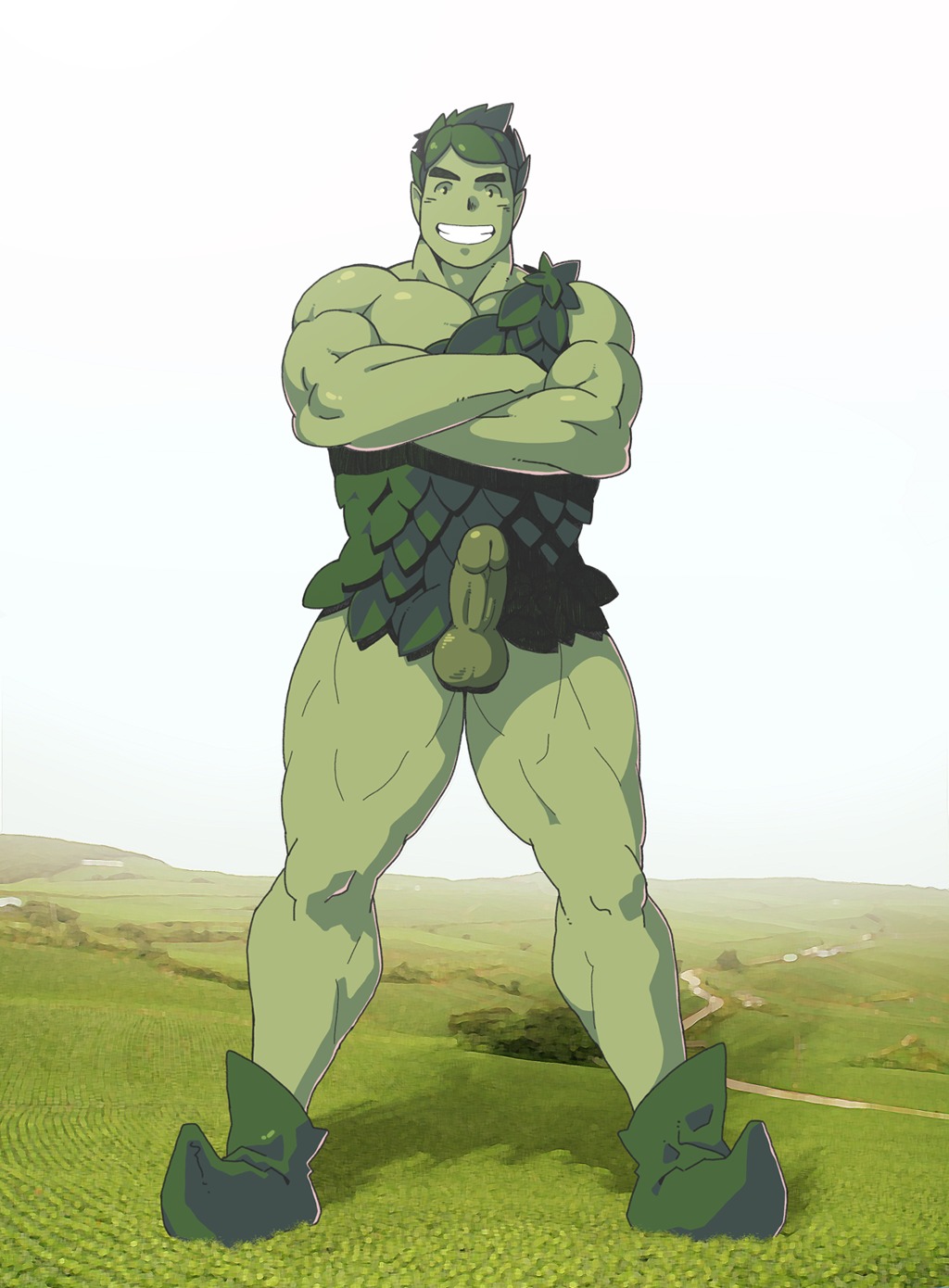 1boy arms_crossed arms_folded biceps jolly_green_giant macro male male_only mascot muscles muscular muscular_legs muscular_male muscular_thighs pecs rule34 solo tagme