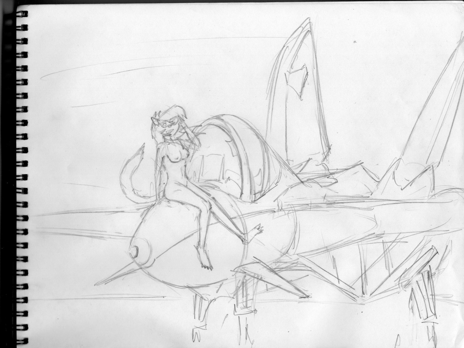 anthro breasts callie_briggs female monochrome nude rule34 swat_kats turbokat
