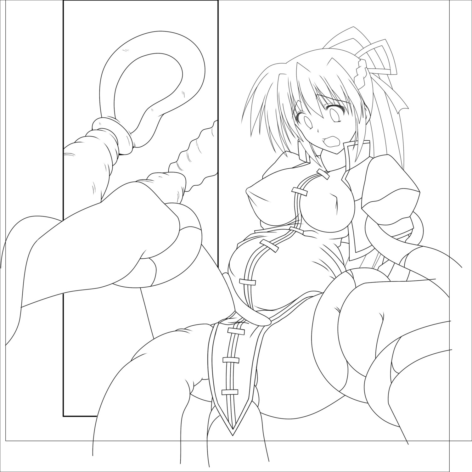 1girls anal clothed_sex clothing cross_section double_penetration female internal long_hair lyrical_nanoha mahou_shoujo_lyrical_nanoha open_mouth penetration phantom_pregnancy pregnant pussy restrained rule34 signum spread_legs surprised tentacle uterus vaginal_penetration wide_eyed