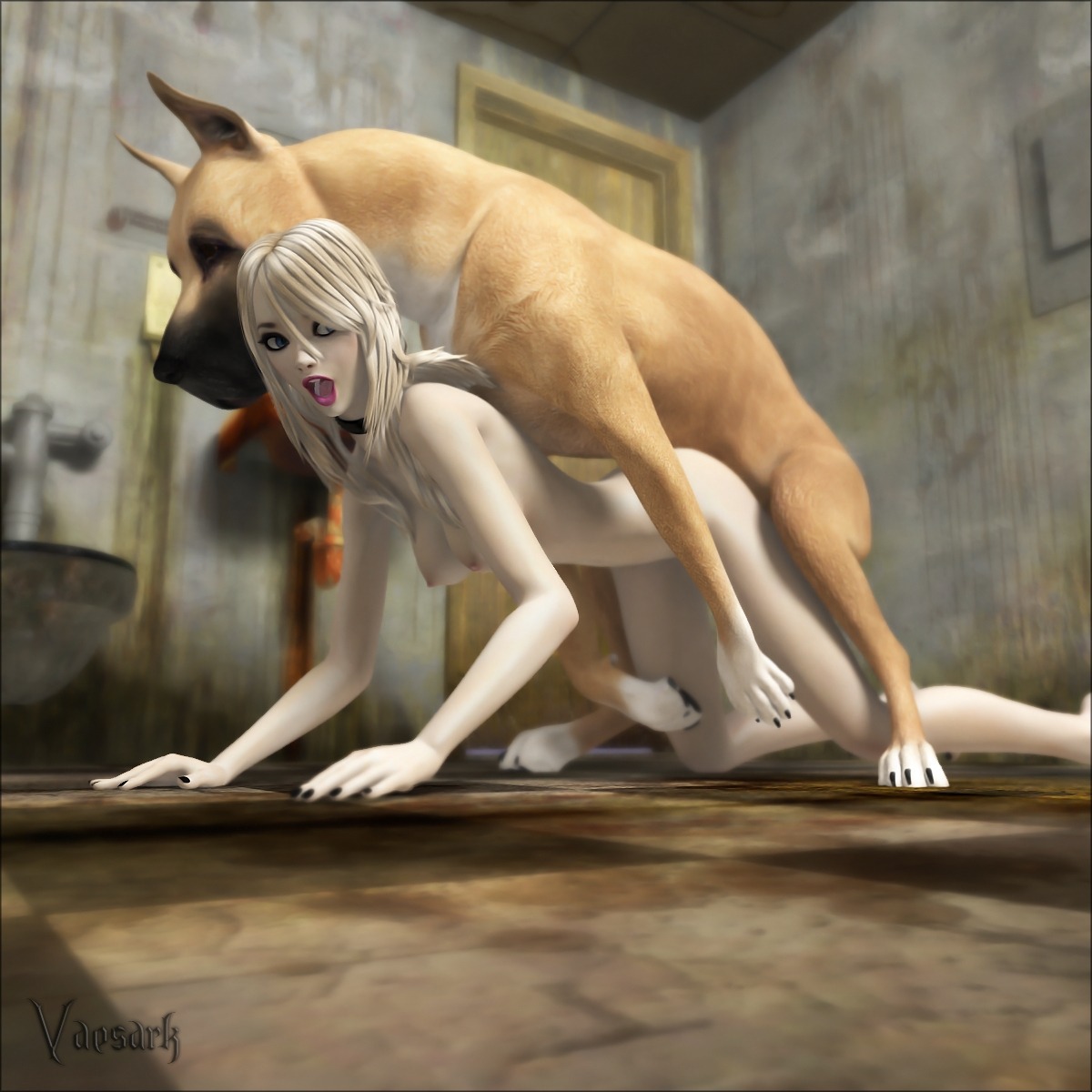 1:1 3d_(artwork) all_fours bestiality blonde_hair breasts canid canine canis digital_media_(artwork) dirty doggystyle domestic_dog duo e621 female female_human female_on_feral female_penetrated feral feral_penetrating feral_penetrating_human from_behind_position fur great_dane hair hi_res human human_on_feral human_penetrated interspecies male male/female male_on_human male_penetrating male_penetrating_female mammal mastiff molosser nipples nude open_mouth penetration penile penile_penetration penis_in_vagina realistic_feral sex tan_body tan_fur toilet vaesark vaginal vaginal_penetration