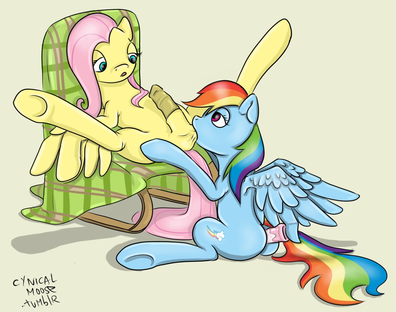2012 anal anal_penetration ball_suck balls blue_body blue_feathers blue_fur cutie_mark cynicalmoose duo e621 english_text equid equine erection feathered_wings feathers female feral fluttershy_(mlp) friendship_is_magic fur genitals green_eyes gynomorph gynomorph/female hair hasbro intersex intersex/female mammal multicolored_hair multicolored_tail my_little_pony mythological_creature mythological_equine mythology oral pegasus penetration penis pink_hair purple_eyes rainbow_dash_(mlp) rainbow_hair rainbow_tail sex sitting spread_legs spreading sucking tail text wings yellow_body yellow_feathers