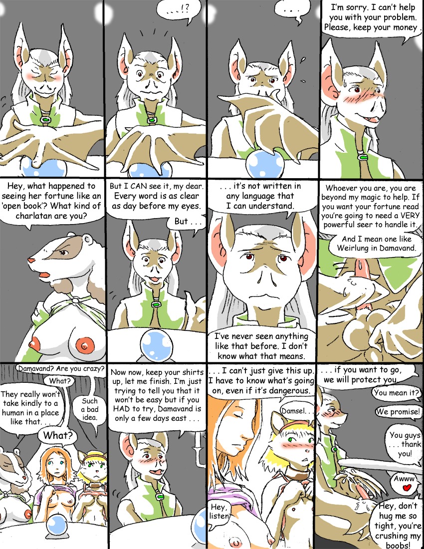 anthro badger ball_fondling balls bat blush bodily_fluids breast_size_difference breasts codje_(reiger) comic cum cum_on_hand cum_on_self cumshot damsel_(reiger) dialogue domestic_cat e621 ejaculation english_text erection felid feline felis female flat_chested fondling genital_fluids genitals group heart_symbol human maeda_(reiger) magic_user male mammal masturbation membrane_(anatomy) membranous_wings mustelid musteline nipples nude orgasm penile penile_masturbation penis reiger text trans_(lore) trans_woman_(lore) wing_masturbation winged_arms wings