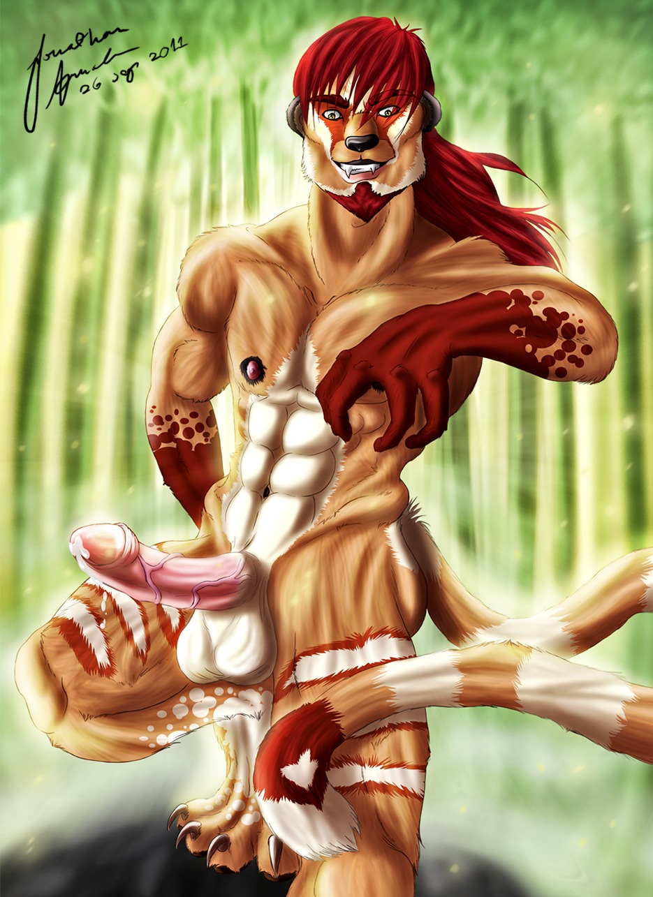 anthro balls bodily_fluids e621 erection facial_hair felid genital_fluids genitals goatee hi_res lion male mammal muscular muscular_anthro muscular_male nipples pantherine penis precum rape_face solo tail unknown_artist