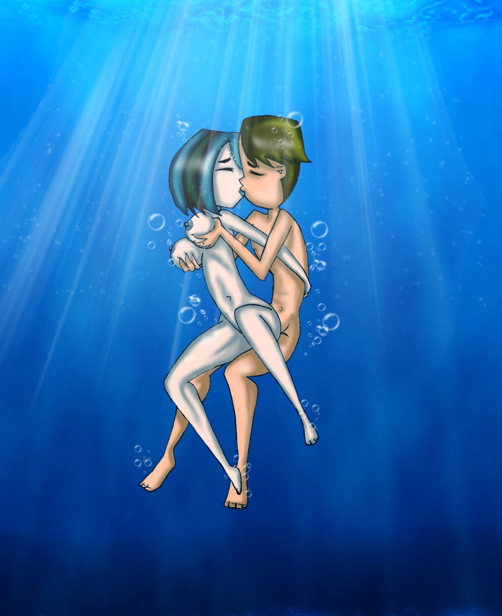 1boy 1girls black_hair breast_grab breast_squeeze breasts cartoon_network cody_(tdi) drago-flame dyed_hair female from_behind goth gwen_(tdi) human human_only kissing light-skinned_female light_skin male navel nude pale-skinned_female pale_skin rule34 sex short_hair straight straight_hair teal_hair teletoon total_drama_island underwater water white_female white_male