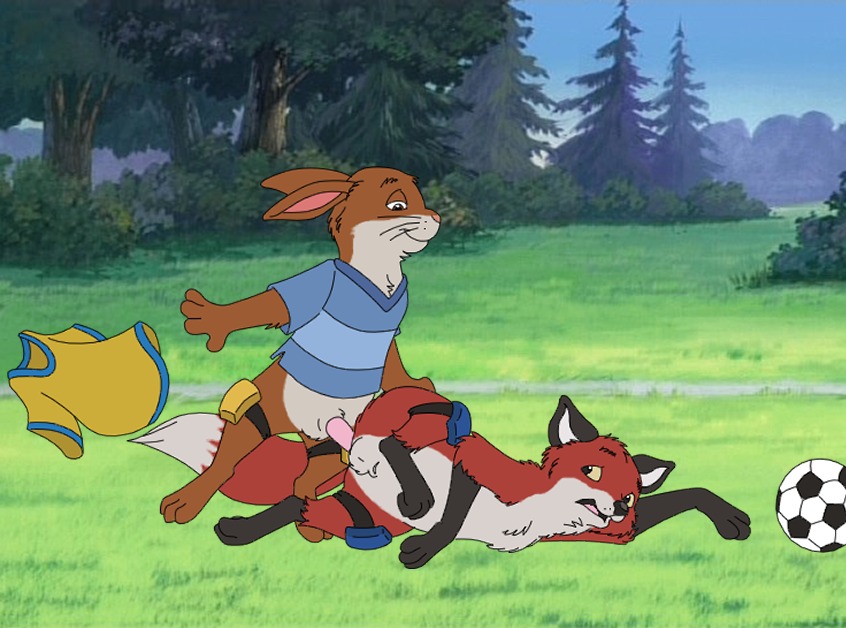 2boys amarimasi anal anal_penetration anal_sex animal_genitalia anthro ass ball_(object) balls brown_fur canid canine clothing cub day feral fox fox_(franklin) franklin_(series) fur furry gay gay_sex interspecies kneepads lagomorph lapine male male/male male_penetrated male_penetrating male_penetrating_male nude outdoors outside penis penis_in_ass predator/prey prey_penetrating_predator public_sex rabbit rabbit_(franklin) red_fur rule34 sex sheath shirt soccer_ball tagme testicles vulpine whiskers yaoi young
