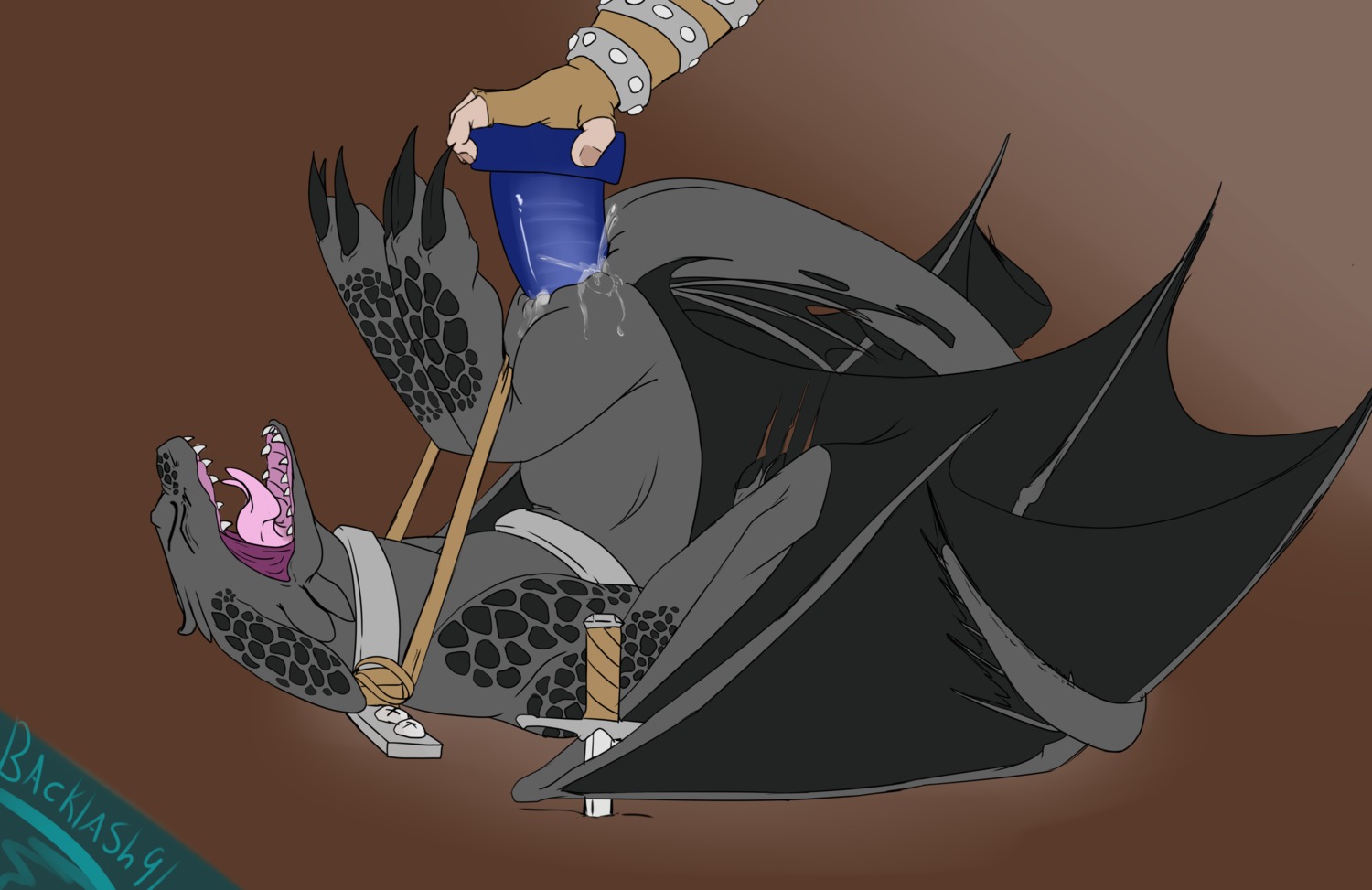 absurd_res ambiguous_gender anal anal_penetration backlash91 bdsm black_body black_scales bondage bound brown_background conditional_dnp digital_media_(artwork) dildo disembodied_hand dragon dreamworks duo e621 european_mythology feral forced fury_(httyd) grey_body grey_skin hi_res how_to_train_your_dragon human impalement knife lube male male/male male_penetrated mammal membrane_(anatomy) membranous_wings mythological_creature mythological_scalie mythology night_fury open_mouth pain painful_penetration penetration rape scales scalie sex sex_toy simple_background solo_focus stab tail tied_down toothless toying_partner western_dragon wings yelling