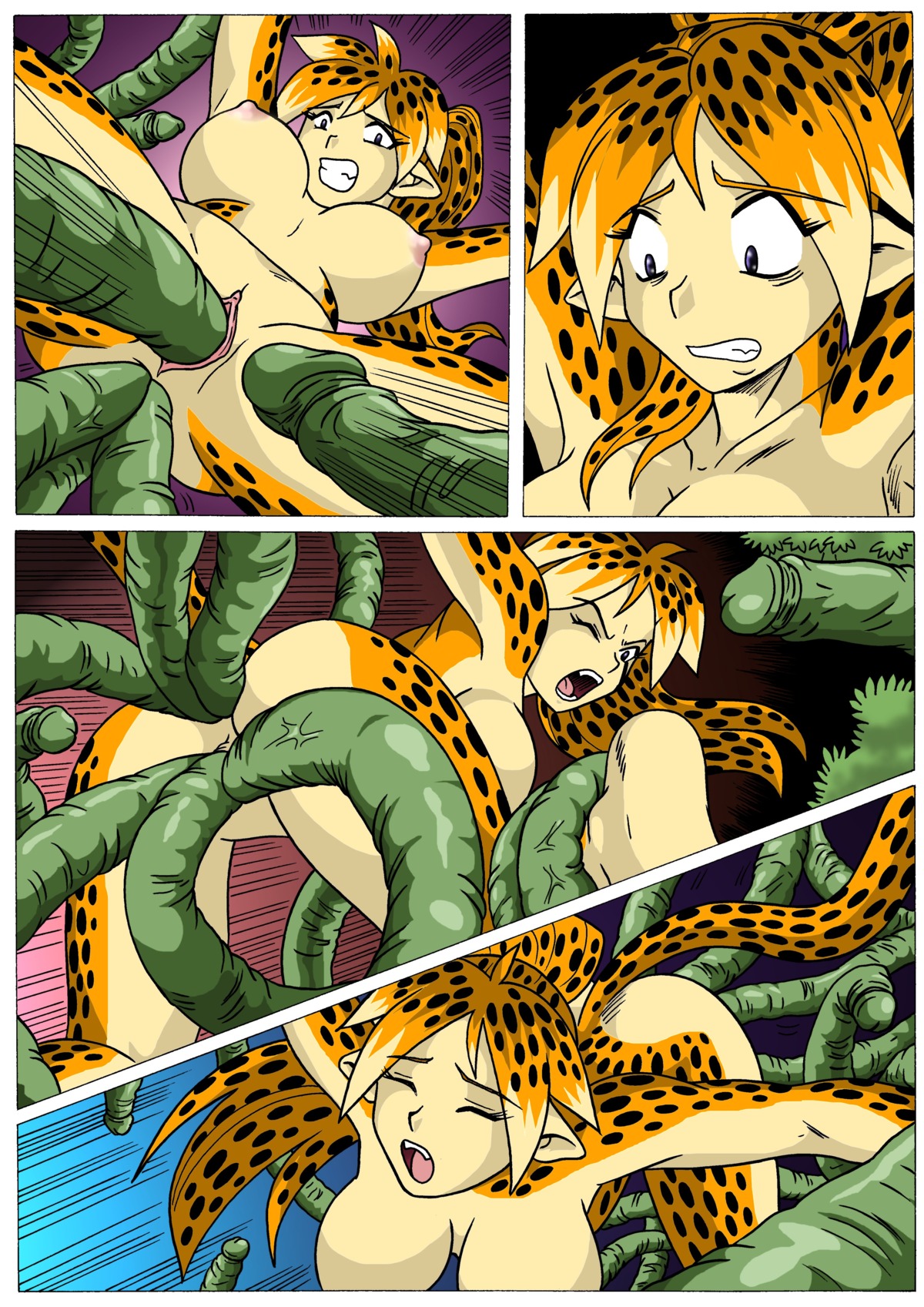 anthro breasts comic double_penetration feline female high_resolution leopard penetration pussy rule34 tentacle vaginal_penetration