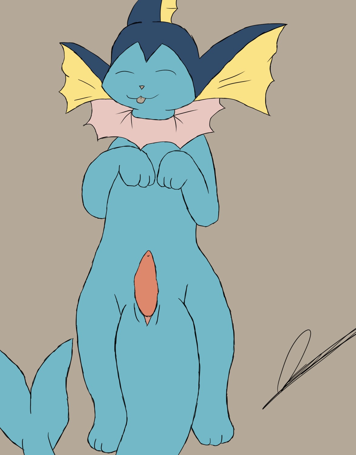 animal_genitalia e621 eeveelution erection eyes_closed feral fin generation_1_pokemon genital_slit genitals hi_res male nintendo paws penis pokemon pokemon_(species) skyffan solo tail tapering_penis tongue tongue_out vaporeon