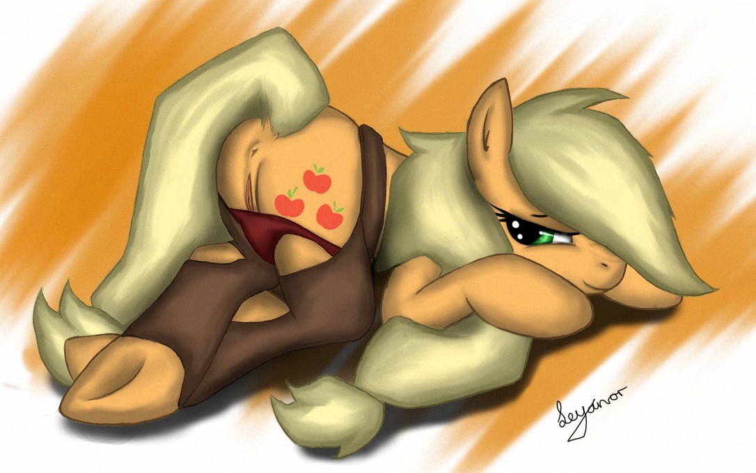 anus applejack_(mlp) chaps e621 earth_pony equid equine female feral friendship_is_magic genitals hair hasbro horse leyanor mammal my_little_pony pony quadruped solo tail vulva
