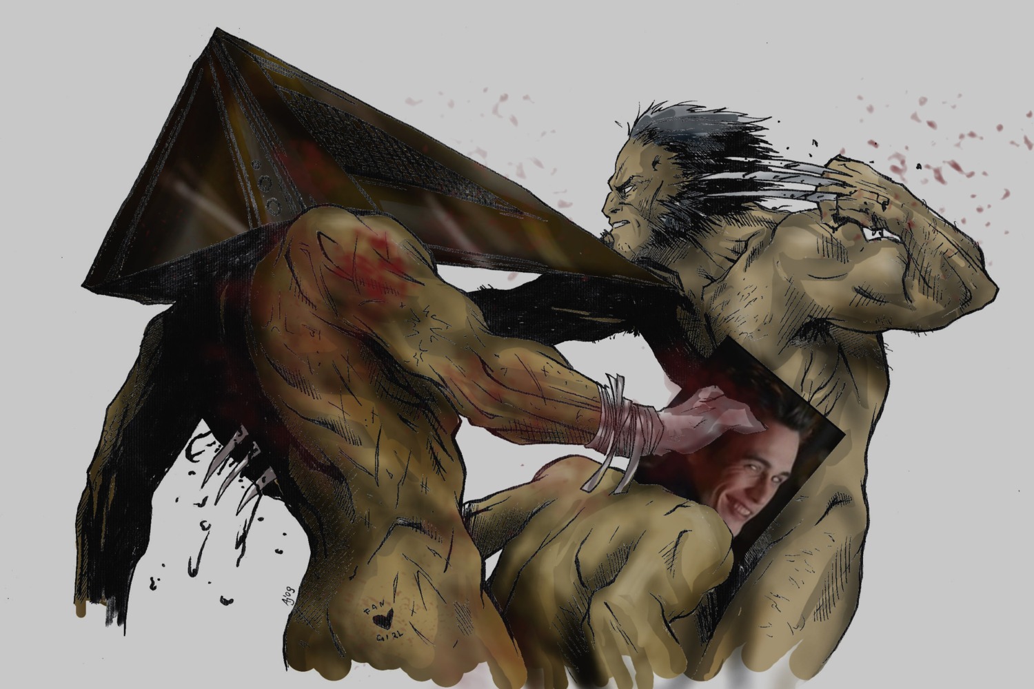 3boys crossover james_franco james_howlett male male_only marvel marvel_comics multiple_boys multiple_males nude pyramid_head rule34 silent_hill silent_hill_2 straight_hair tagme wolverine_(x-men) x-men yaoi