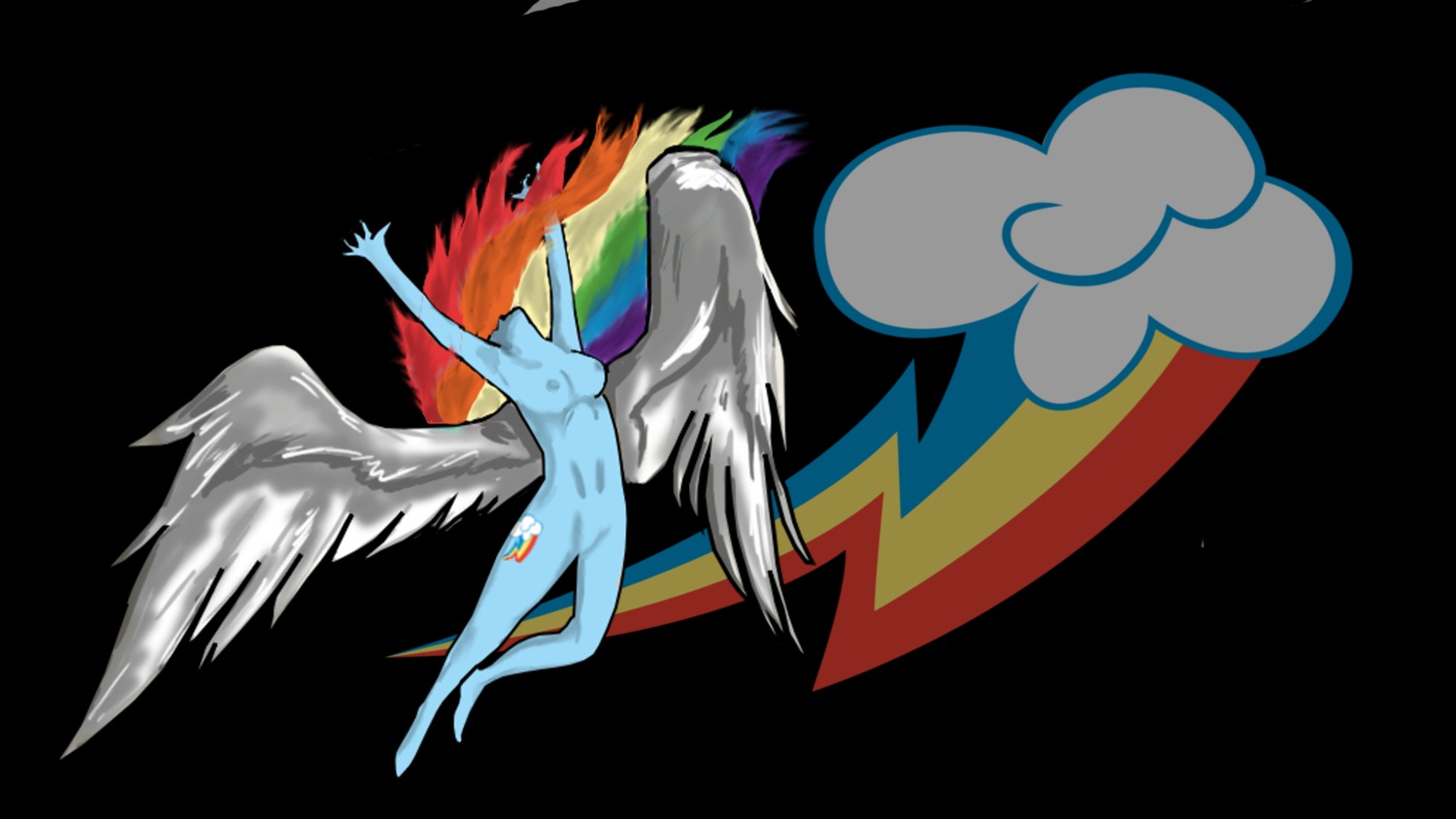 female friendship_is_magic my_little_pony rainbow_dash_(mlp) rainbow_hair rule34 smooth_skin tagme