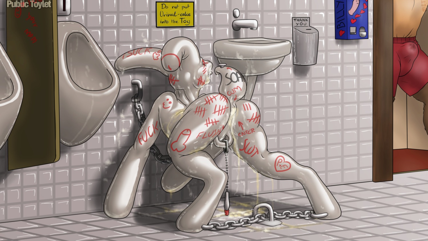 16:9 anal_sheath animate_inanimate anus bathroom bdsm biped bodily_fluids body_art body_writing bondage bottomwear bound boxers_(clothing) brown_body brown_fur bulge butt chain chained clothing cum cum_dumpster cum_stain digital_media_(artwork) duo e621 english_text fur genital_fluids genitals glistening graffiti heart_symbol hi_res inside lagomorph latex leporid male male/male mammal marker messy mot open_mouth orange_clothing orange_topwear peeing penis piercing profanity public public_restroom public_use quadruped rabbit red_bottomwear red_clothing restraints sex_toy shirt shorts sign slave stain tally_marks text topwear underwear urinal urine watersports western_tally_marks wet white_body widescreen writing_on_butt