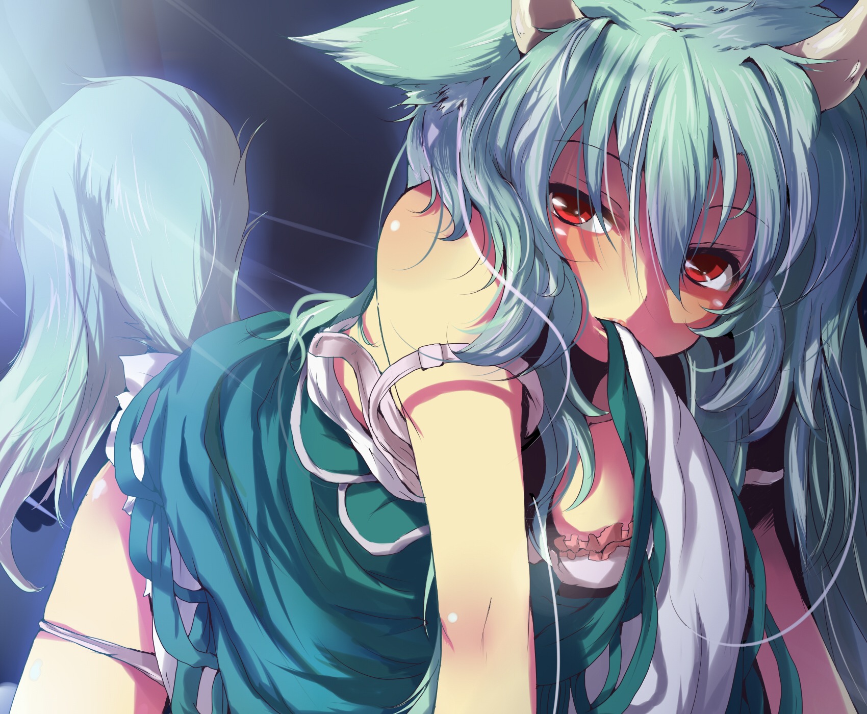 animal_ear ex-keine female horns keine_kamishirasawa long_hair nejime panties red_eyes rule34 tail touhou underwear