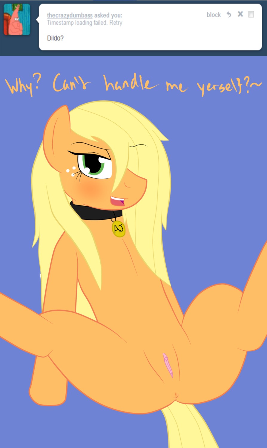 applejack_(mlp) earth_pony equine female female_only feral friendship_is_magic fur horse my_little_pony pony rule34 smooth_skin solo tagme