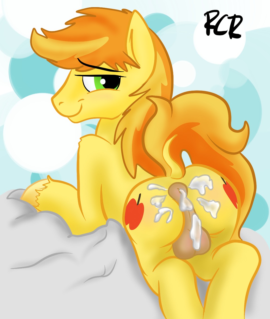after_sex anal anus backsack balls bodily_fluids braeburn_(mlp) butt cum cum_inside cutie_mark e621 earth_pony equid equine feral friendship_is_magic genital_fluids genitals hasbro hi_res horse male mammal my_little_pony pony rawrcharlierawr solo tail