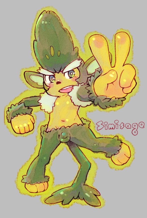 balls blush color front_view fur haplorhine male male_only monkey nude penis pokemon pokemon_bw primate rule34 simisage solo tagme testicles