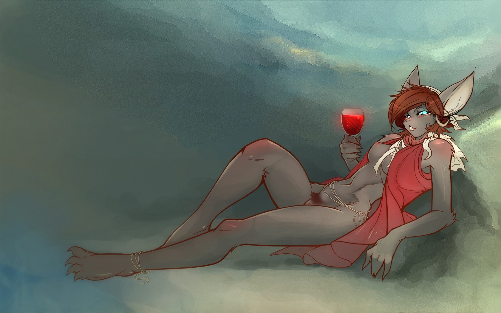 16:10 4_toes anthro barely_visible_genitalia barely_visible_vulva bat biped blue_eyes breasts brown_hair claws clothing digital_media_(artwork) dress e621 feet female genitals hair hi_res humanoid_genitalia humanoid_vulva looking_at_viewer lying mammal nipples nude one_breast_out pubes red_clothing red_dress shaded solo toe_claws toes tsampikos vulva wallpaper widescreen wingless_bat