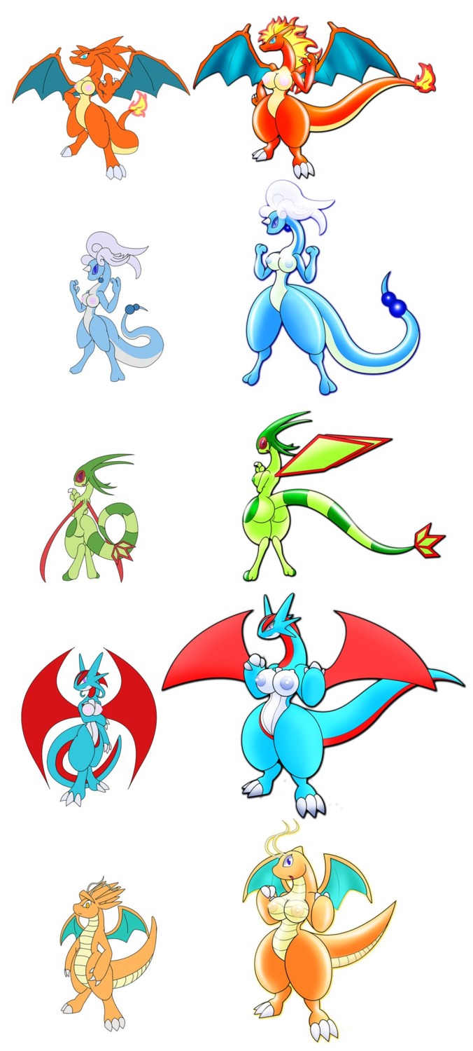 anthro charizard dragonair dragonite female flygon gb_of_bs nintendo obese_female pokemon pokemon_(species) rule34 salamence