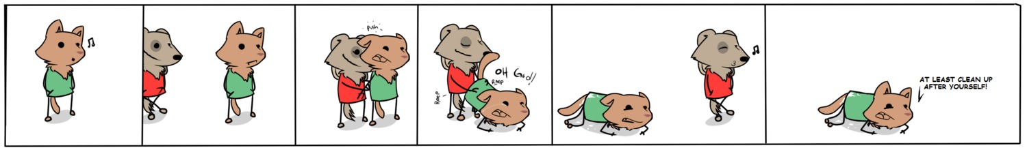 2010 all_fours anal anal_penetration anthro anthro_on_anthro ass_up basic_sequence bent_over biped black_eyes black_nose bodily_fluids bottomless canid canine canis clothed clothing comic crying cum cum_on_ground cum_on_shirt cum_on_tail d: dialogue digital_media_(artwork) domestic_cat domestic_dog dot_eyes duo e621 english_text eyes_closed felid feline felis forced from_behind_position genital_fluids grabbing_from_behind green_clothing green_topwear hand_in_pocket hands_in_both_pockets hi_res hybrid jinxed jjiinx_(character) linear_sequence long_image lying male male/male male_penetrated male_penetrating male_penetrating_male mammal multi_frame_sequence musical_note musical_symbol on_side penetration pink_nose pockets rape red_clothing red_topwear sequence sex simple_background simple_eyes smile stick_figure surprised symbol syynx tail tears text topwear walking whistling white_background wide_image