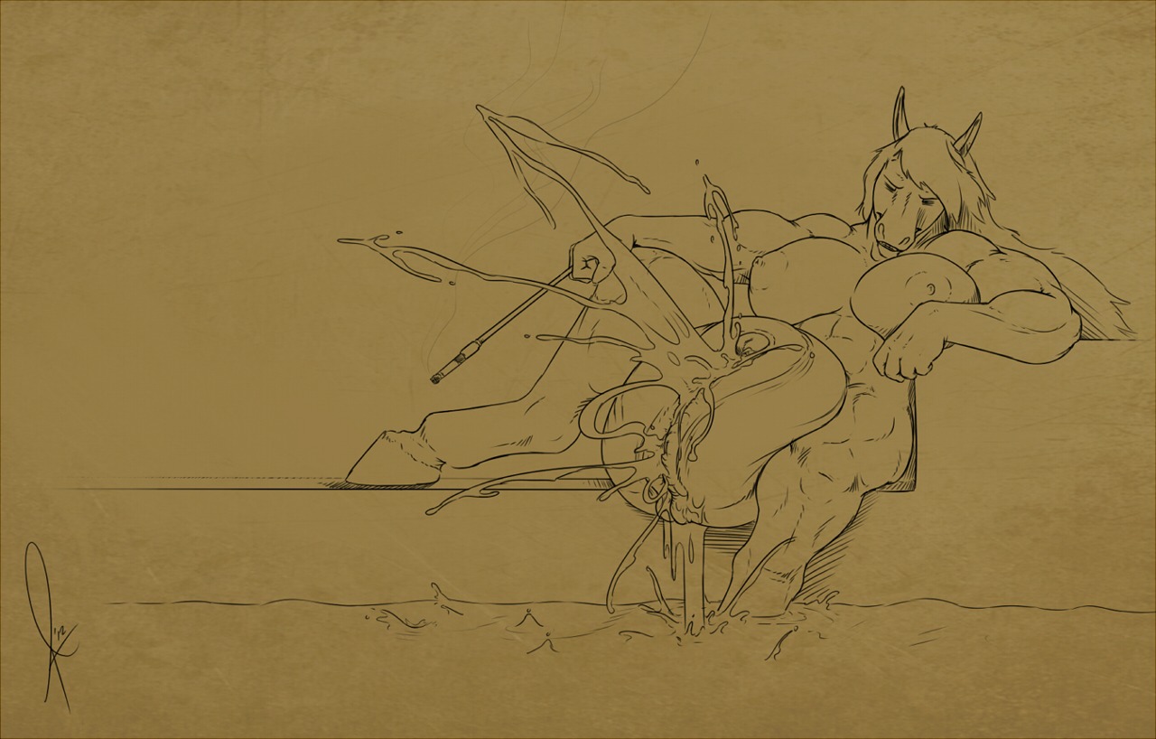 2012 agroalba anthro big_breasts big_clitoris big_vulva bodily_fluids breasts cigarette cigarette_holder clitoris cum digital_drawing_(artwork) digital_media_(artwork) e621 ejaculation equid equine erect_clitoris explosive_orgasm female genital_fluids genitals hands-free hooves horse hyper hyper_genitalia hyper_vulva komari_azuul_(character) mammal monochrome muscular muscular_anthro muscular_female nipples orgasm simple_background smoking solo vaginal_fluids vaginal_squirting vulva what