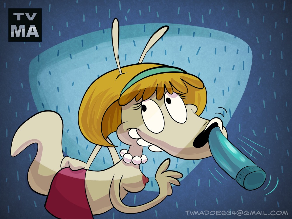 anthro claudette_(rocko's_modern_life) female furry nasal_penetration pearl_necklace rocko's_modern_life rule34 sex_toy skirt_only tagme topless tvma vibrator