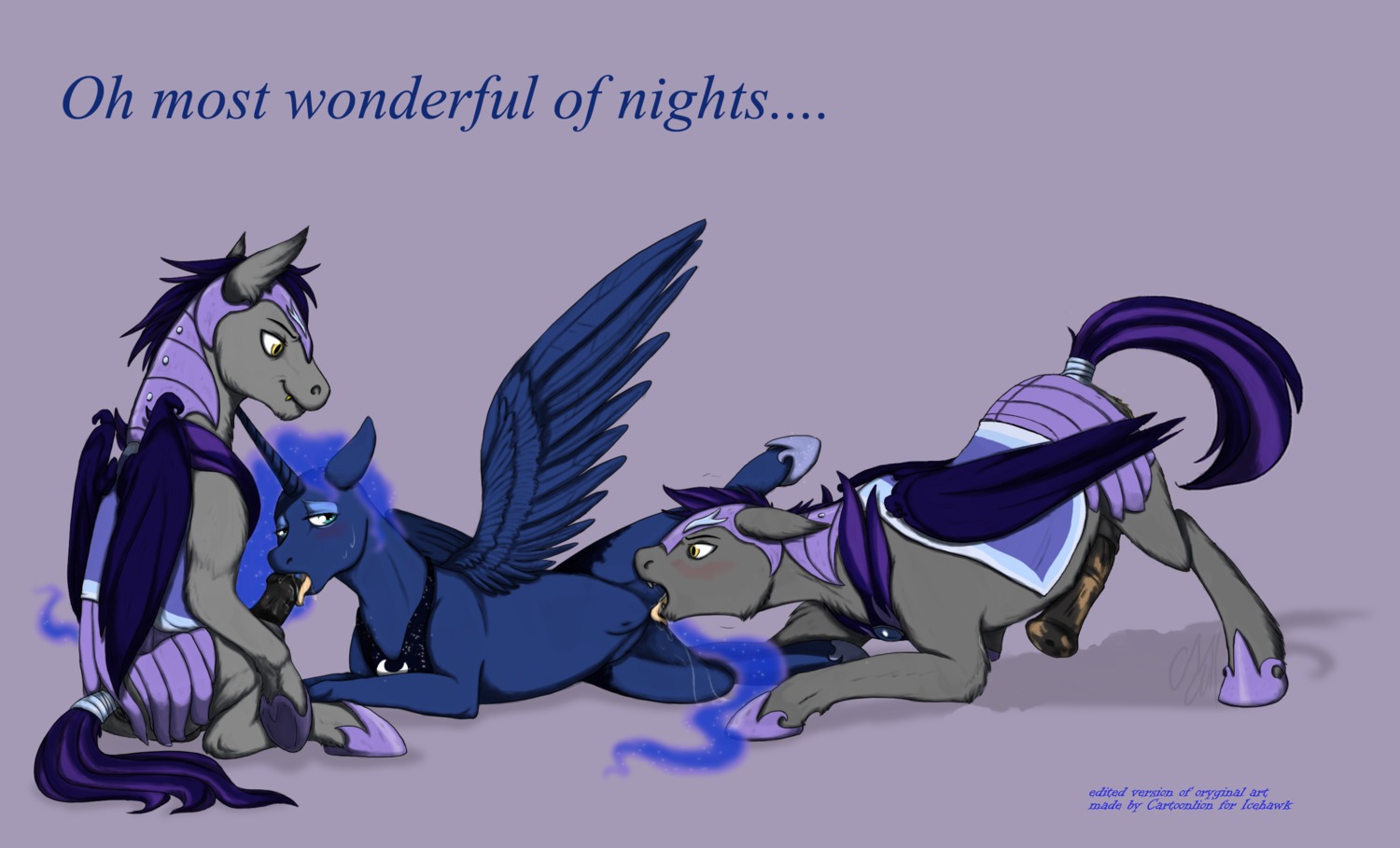alicorn bat bat_pony blue_hair cartoonlion equine female feral friendship_is_magic horse hybrid my_little_pony mythological_creature mythological_equine mythology pony princess_luna_(mlp) royal_guard_pony rule34 smooth_skin