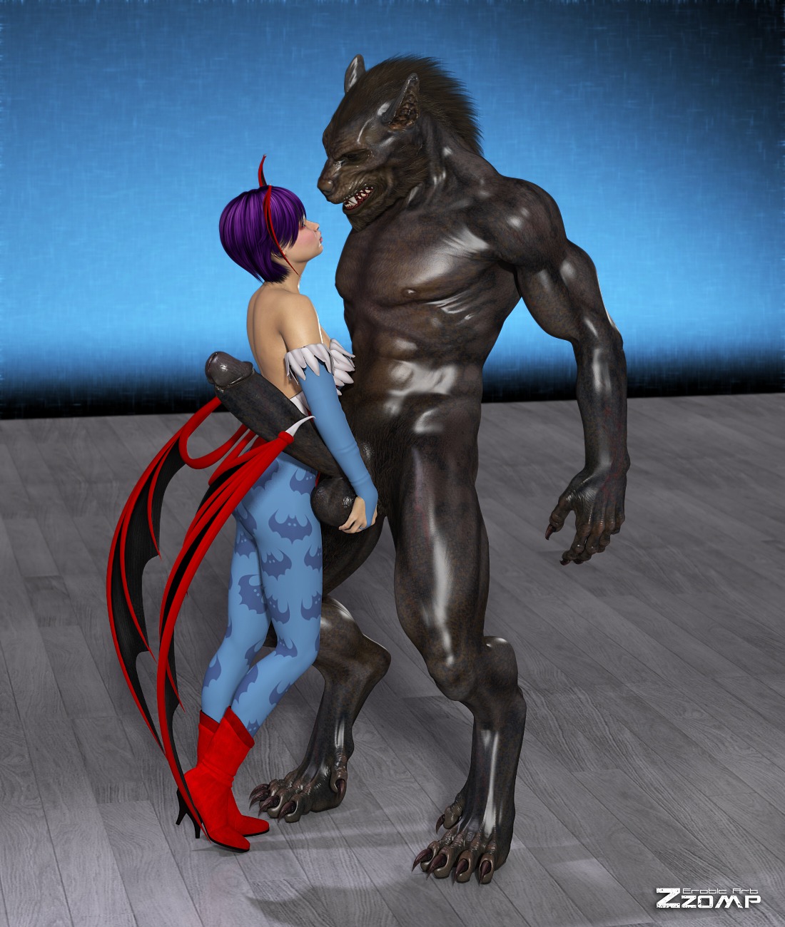 1boy 3d clothing darkstalkers female lilith_aensland male rule34 tagme zzomp