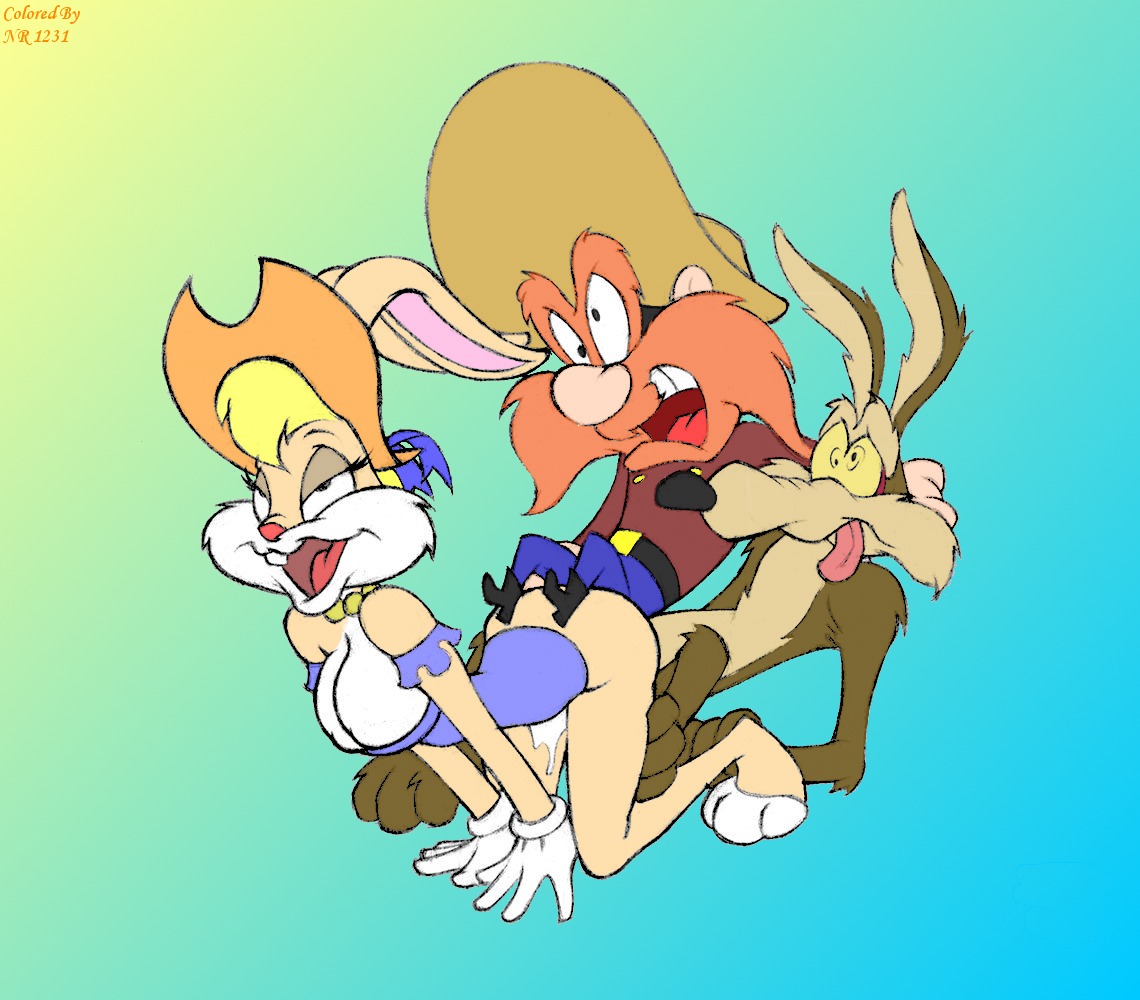 anthro canine coyote female fur furry human interspecies lola_bunny looney_tunes male mammal rabbit rule34 smooth_fur straight tagme wile_e._coyote yosemite_sam