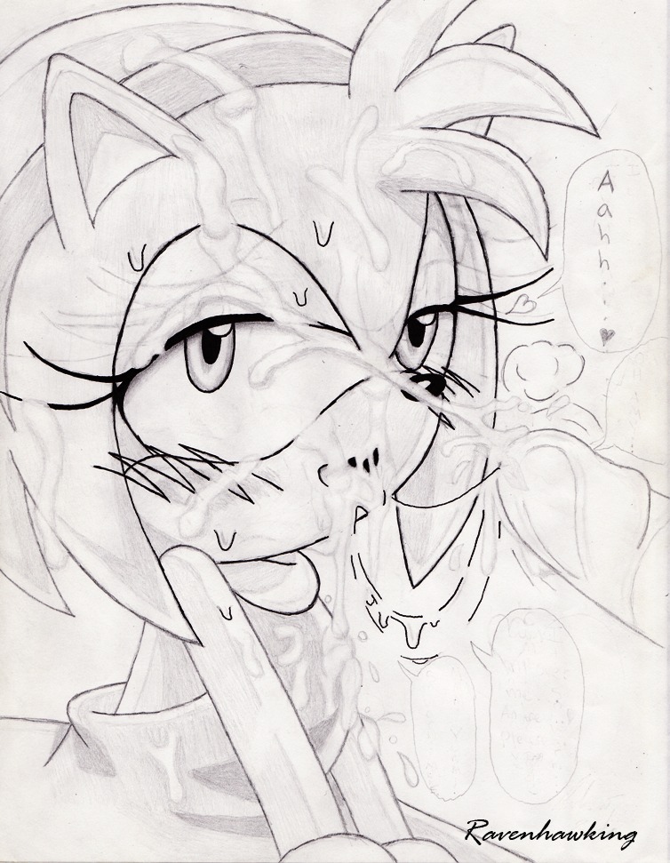 after_sex amy_rose anthro bukkake clothes cum cum_in_mouth drawing drawn female fur hedgehog male mammal penis rule34 sega simple_background solo_focus sonic_(series) sonic_x straight straight_hair traditional_media uncensored white_background