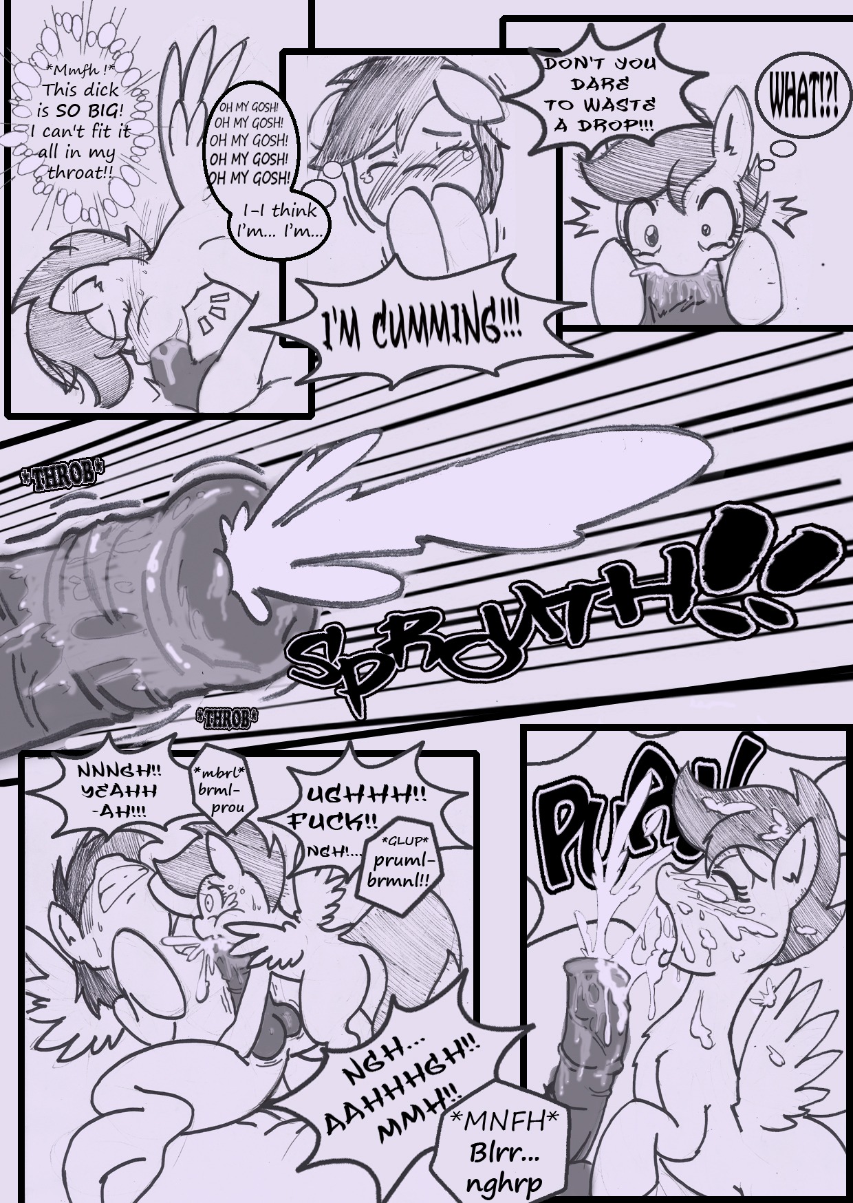 2013 anibaruthecat animal_genitalia animal_penis balls black_and_white blush bodily_fluids comic cum cum_in_mouth cum_inside cum_on_face cumshot dialogue duo e621 ejaculation english_text equid equine equine_genitalia equine_penis erection eyes_closed feathered_wings feathers fellatio female feral friendship_is_magic genital_fluids genitals gynomorph gynomorph/female hair hasbro hi_res intersex intersex/female lying mammal monochrome my_little_pony mythological_creature mythological_equine mythology on_back open_mouth oral oral_penetration orgasm pegasus penetration penile penis rainbow_dash_(mlp) scootaloo_(mlp) sex sketch sweat text traditional_media_(artwork) wings young young_feral