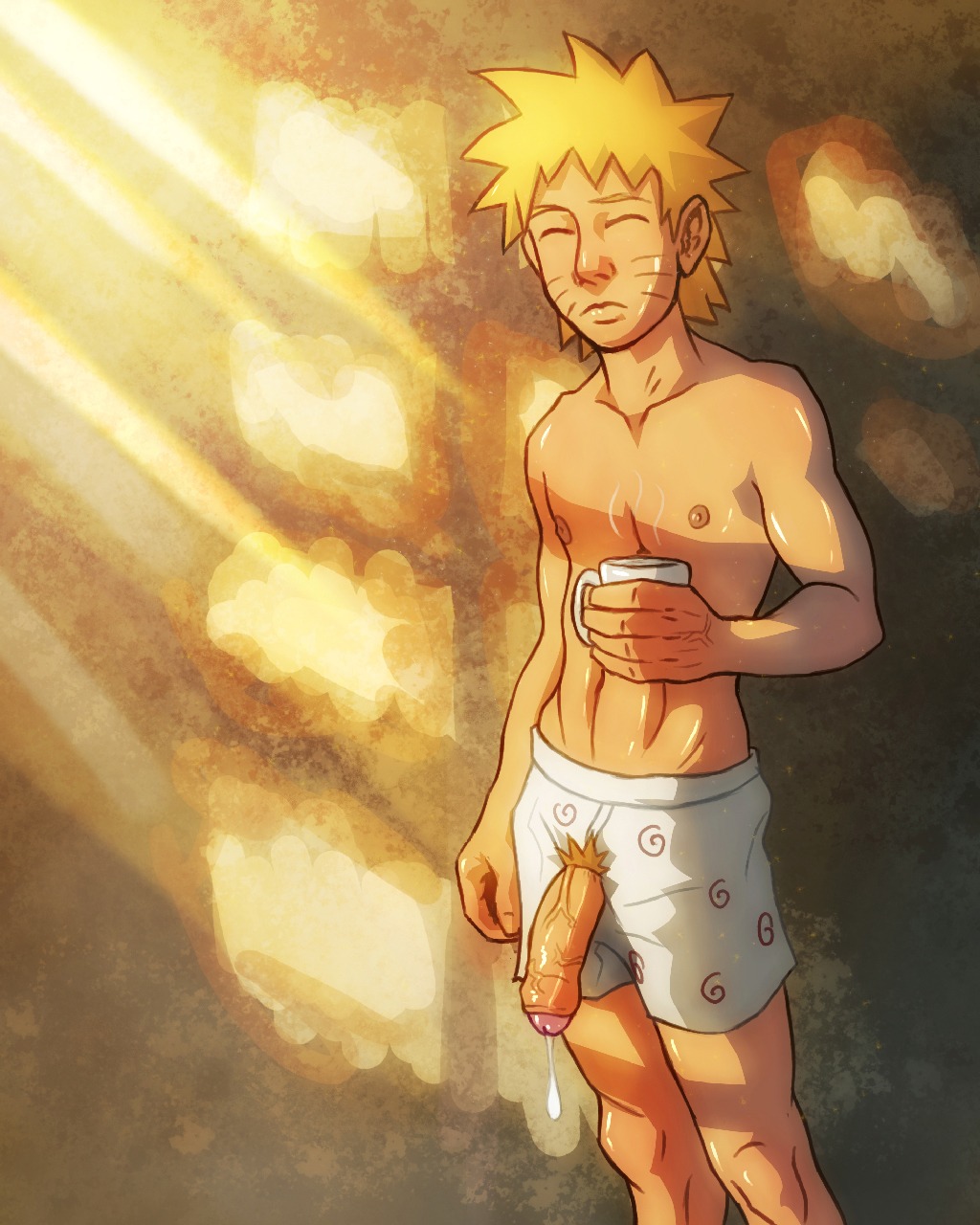 1boy anma background blonde_hair closed_eyes color foreskin human male male_only naruto naruto_(series) partially_retracted_foreskin penis retracted_foreskin rule34 short_hair solo uncircumcised underwear uzumaki_naruto white_underwear