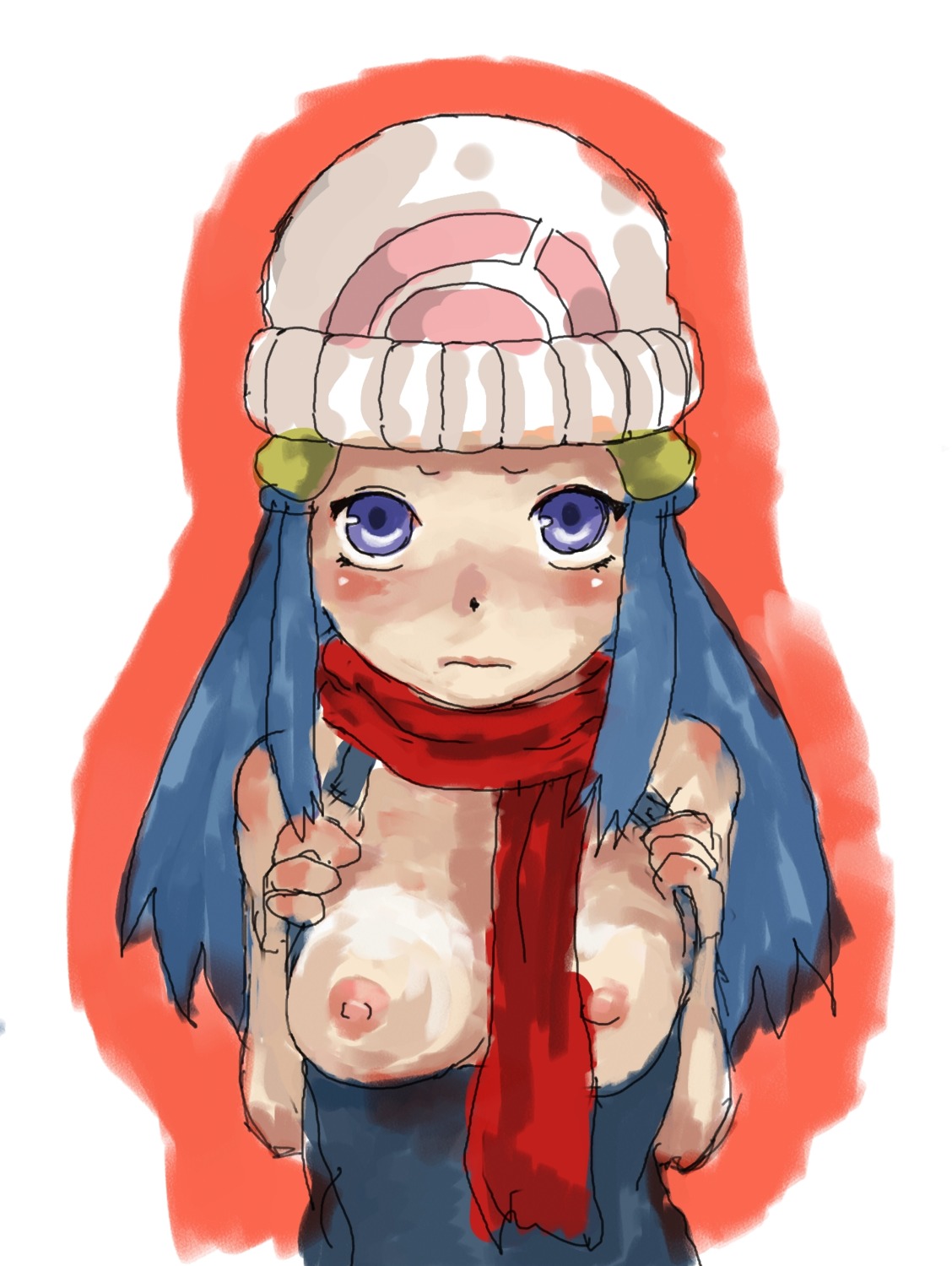 beanie beige_skin blue_hair color dawn_(pokemon) female hair hat human pokemon rule34 tagme