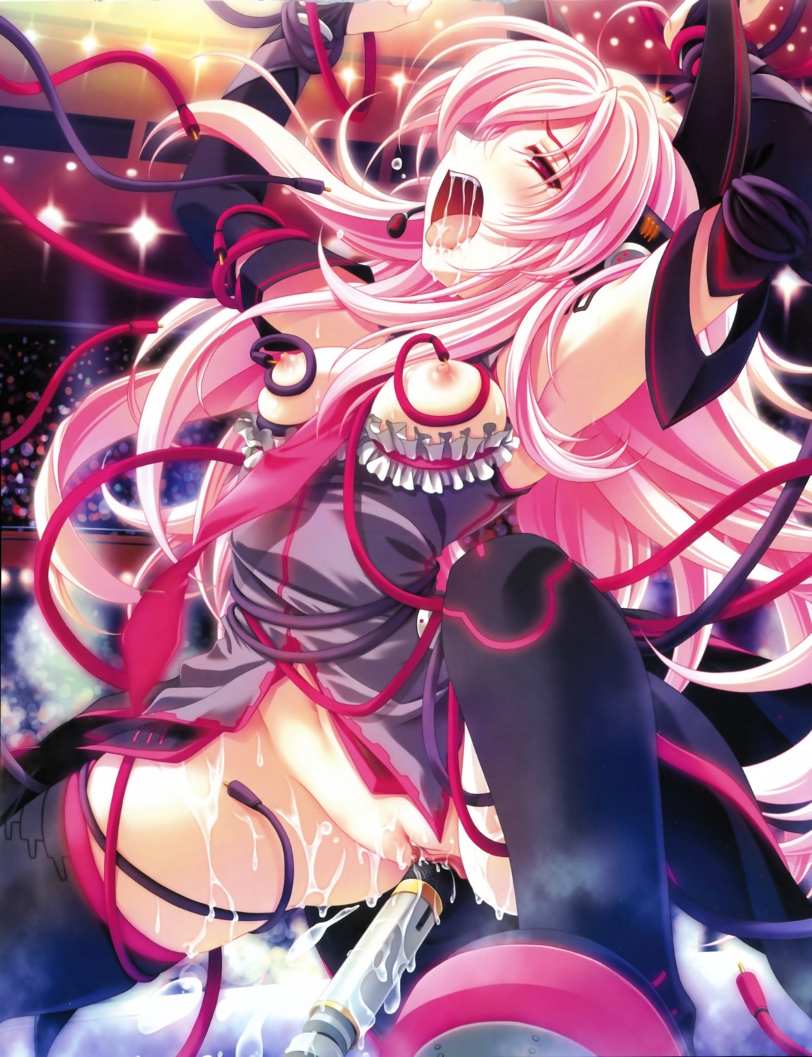 cum exhibitionism female high_res lolita_fashion masturbation microphone miyama-zero nipples nopan open_mouth oppai pink_hair pussy pussy_juice red_eyes rule34 tagme tentacle thighhighs vagina