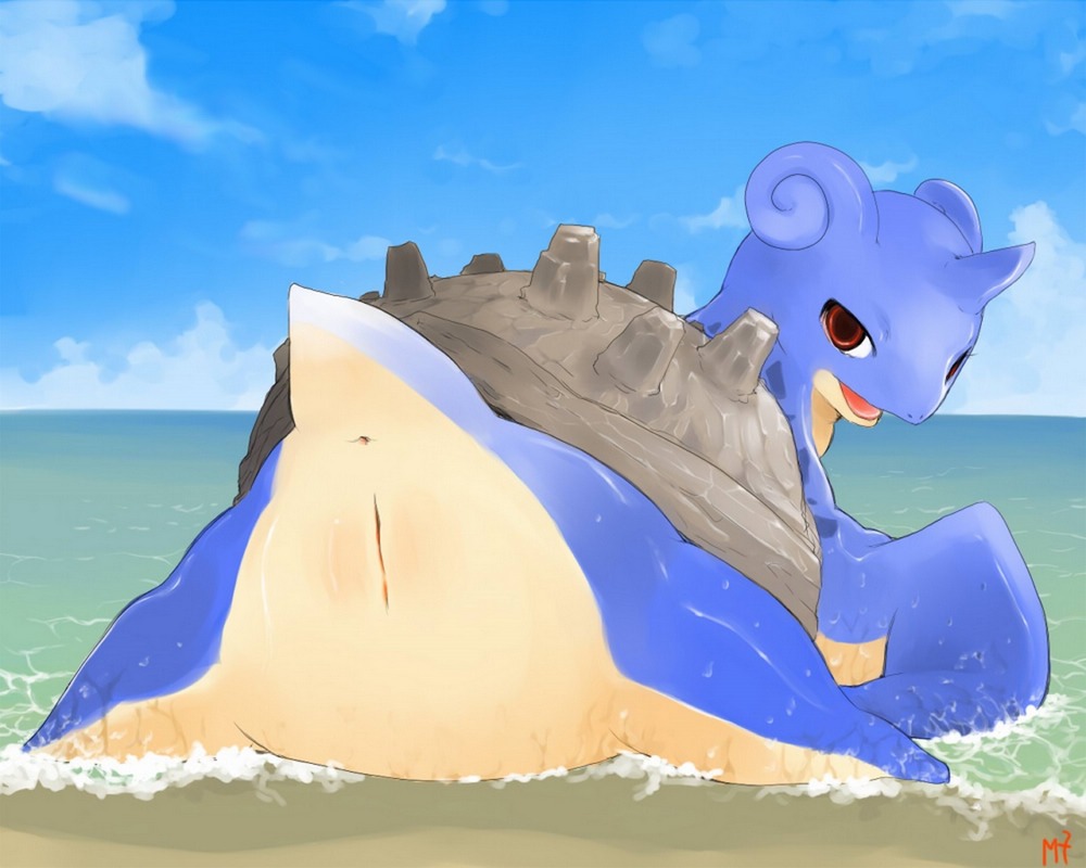beach cetacean female feral lapras looking_at_viewer looking_back open_mouth pokemon pussy red_eyes rule34 scalie seaside shell solo unknown_artist