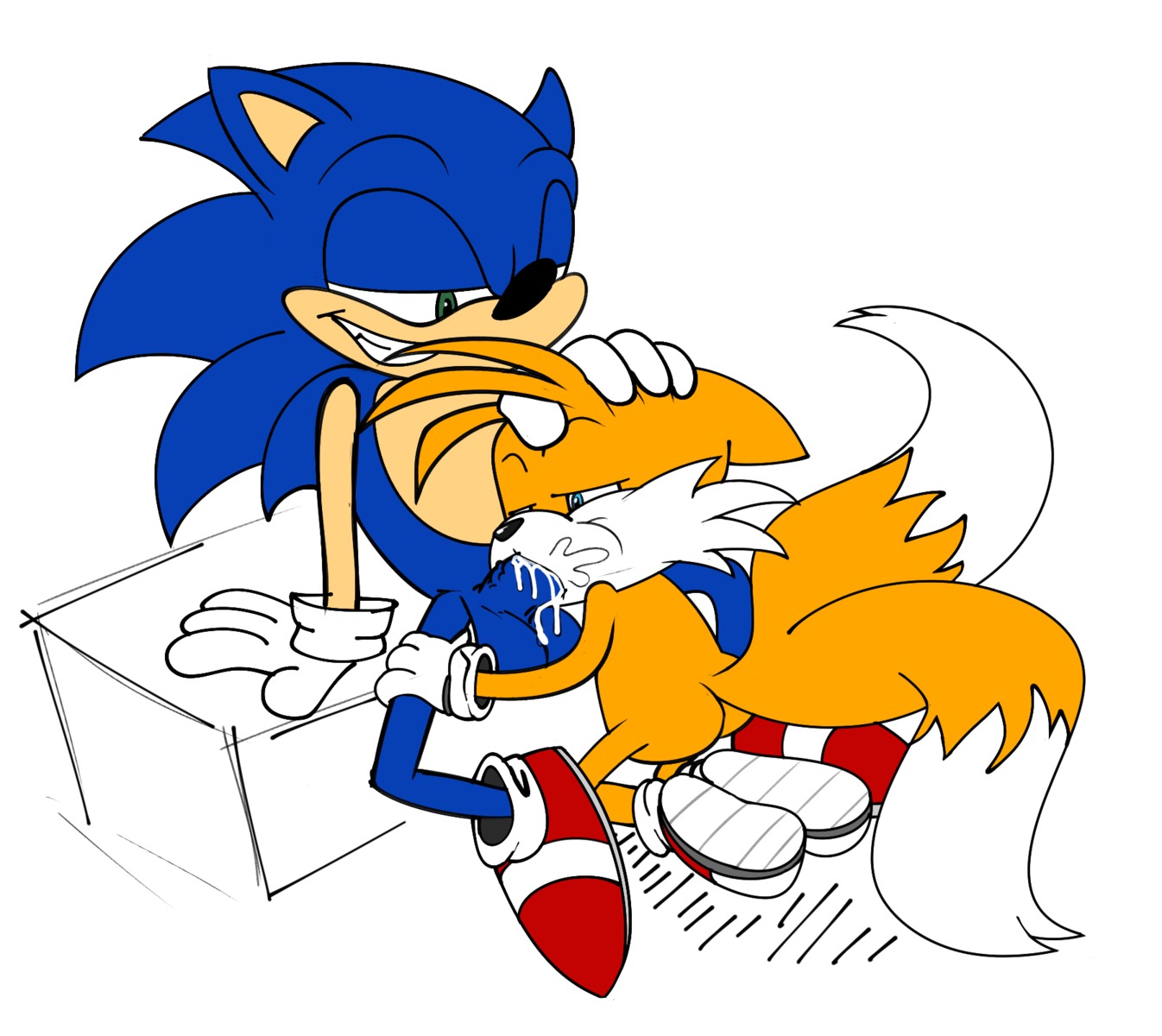 2013 4_fingers age_difference anthro armwear balls black_nose blue_body blue_eyes blue_penis bodily_fluids butt canid canine clothing cum cum_in_mouth cum_inside cum_on_face cum_on_penis duo e621 erection eulipotyphlan european_hedgehog fellatio fingers footwear fox fur genital_fluids genitals gloves green_eyes half-closed_eyes handwear happy hedgehog hi_res jerseydevil looking_down male male/male male_penetrated male_penetrating male_penetrating_male mammal miles_prower narrowed_eyes nude one_eye_closed oral oral_penetration orange_body orange_fur penetration penile penis quills_(anatomy) red_fox sega sex shoes simple_background sitting smile socks sonic_the_hedgehog sonic_the_hedgehog_(series) teeth true_fox white_armwear white_background white_body white_clothing white_fur young young_anthro young_male younger_penetrated