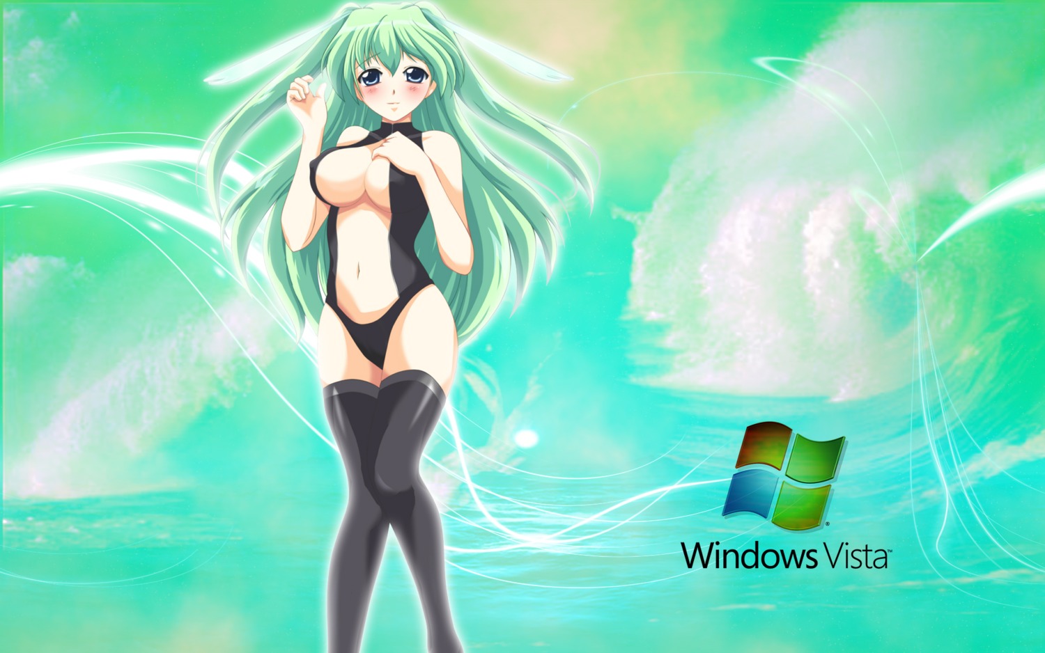 1girls cleavage female no_bra os-tan rule34 tagme thighhighs vis-tan_(windows) windows_vista