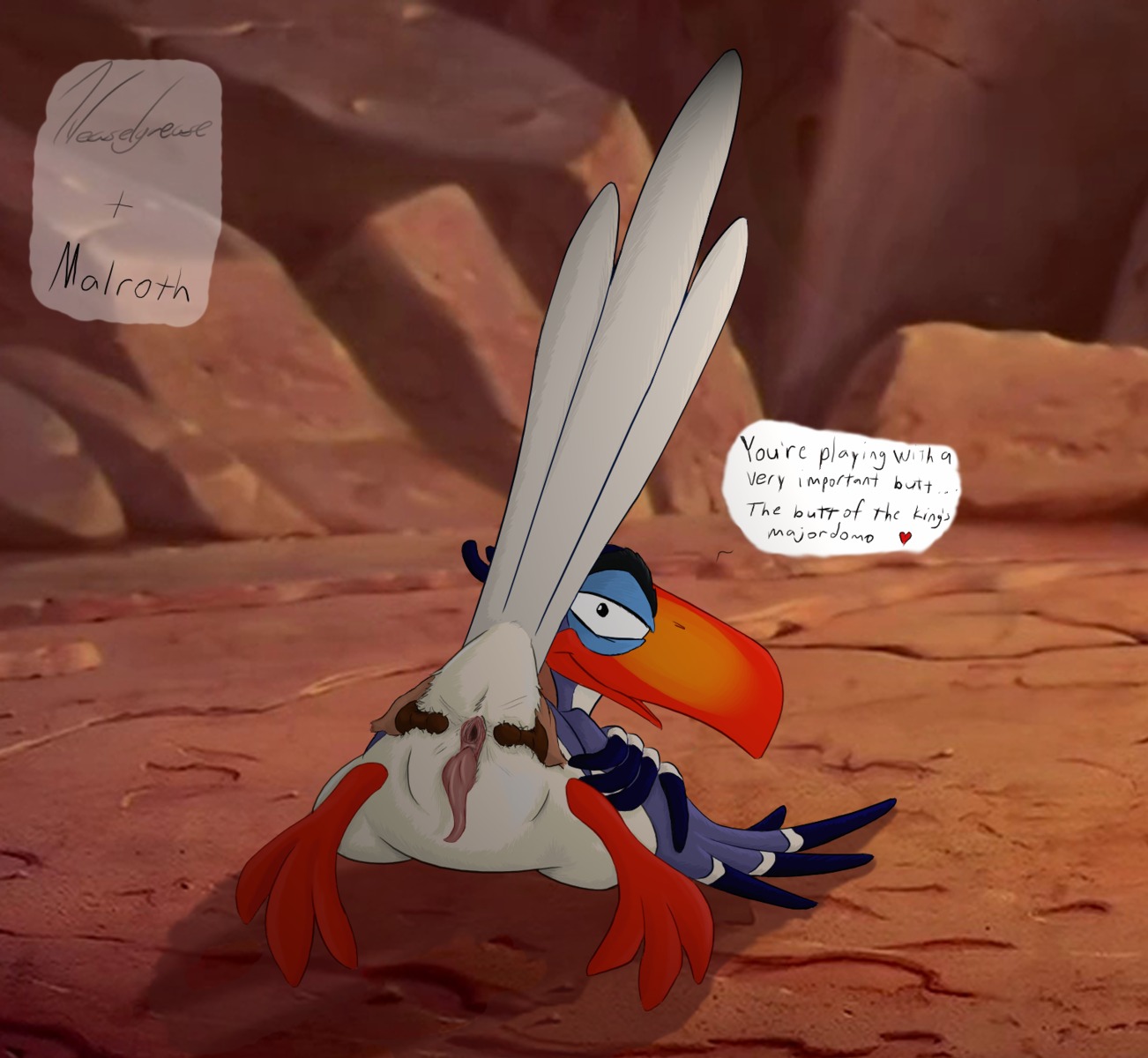 animal_genitalia avian avian_butt avian_feet beak bird bucerotiform butt cloaca cloacal_penis detailed_background dialogue disembodied_hand disney duo e621 english_text erection feathers feral feral_on_feral first_person_view genitals herpestid hi_res hornbill looking_at_another looking_at_viewer looking_back male male/male male_pov malroth mammal meerkat nude penis presenting raised_tail red-billed_hornbill solo_focus spread_butt spreading tail tail_feathers tapering_penis text the_lion_king timon weaselgrease zazu_(the_lion_king)