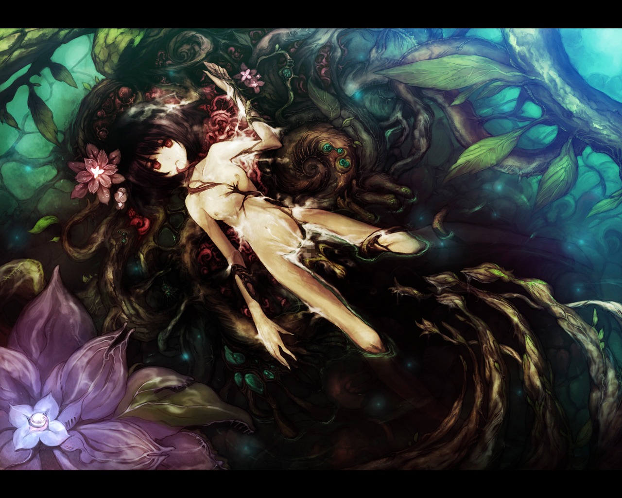 1girls broken_rape_victim censored chitose_rin cum empty_eyes fairy female flat_chest flower from_above nipples nude original plant plant_tentacle pussy rape red_eyes rel roots rule34 sex short_hair solo tentacle tentacle_in_pussy tentacle_on_female tentacle_rape tree vagina