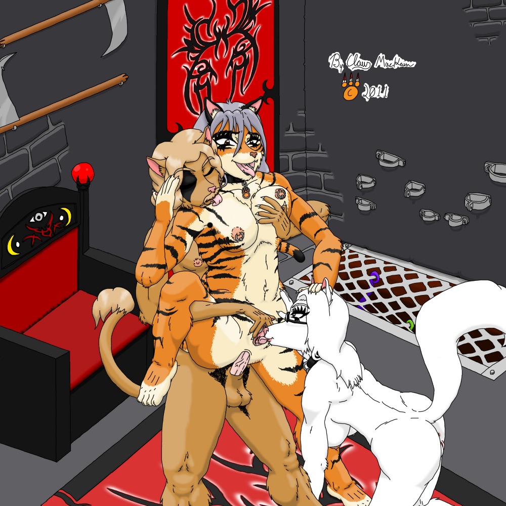 1:1 albino anal anal_penetration anthro anus arctic_fox balls banner bdsm beard bisexual breast_grab breasts brown_eyes canid canine chair claw_mackain claw_mackain_(character) collar cuff_(restraint) cunnilingus e621 erection eyewear facial_hair felid female female/female fox furniture genitals glasses goatee grate grey_hair group hair hand_on_breast high-angle_view hybrid k'sharra krystal_mayes licking liger lion long_hair male male/female mammal master master/pet melee_weapon mustache nipple_piercing nipples nude oral pantherine penetration penis petplay piercing pink_eyes polearm pubes restraints roleplay rug scythe sex shackles spread_legs spreading tail throne tiger tongue tongue_out true_fox vaginal vulva weapon white_hair