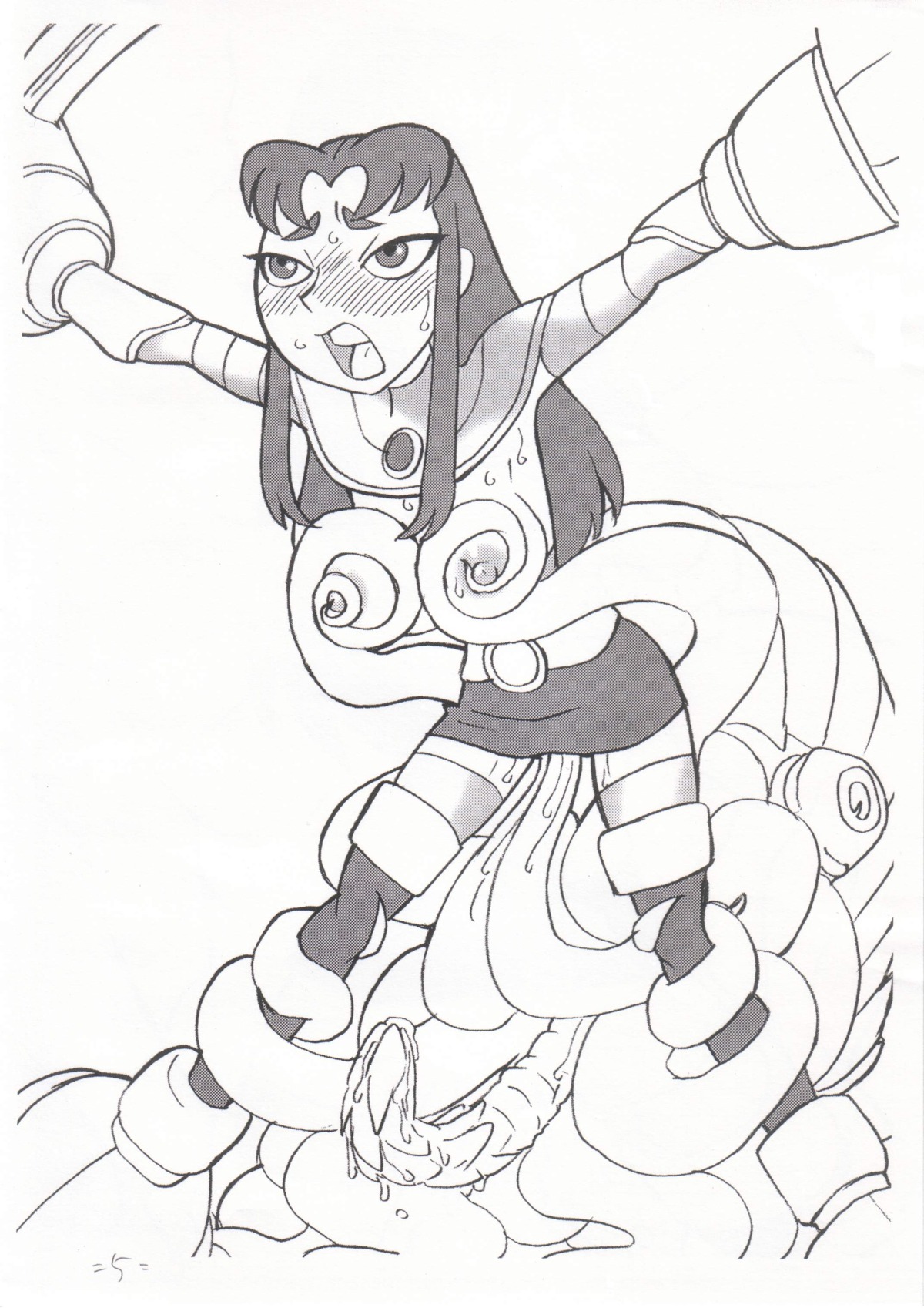 1girls 2d alien alien_girl alien_look_like_human blackfire bondage dc dc_comics female komand'r nipples rule34 straight_hair tamaranean teen_titans tentacle tentacle_sex tentacles union_of_the_snake