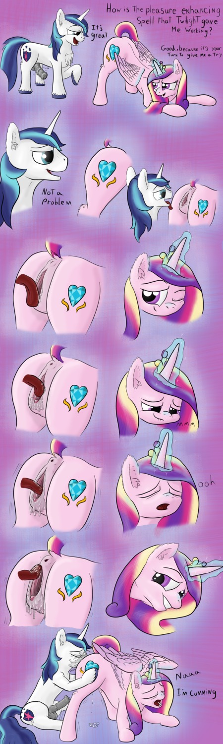 2013 absurd_res animal_genitalia animal_penis anus blue_eyes blue_hair bodily_fluids butt clitoris comic cunnilingus cutie_mark dialogue duo e621 ejaculation english_text equid equine equine_genitalia equine_penis erection feathered_wings feathers female feral friendship_is_magic fur genital_fluids genitals hair hasbro hi_res horn male male/female mammal multicolored_hair my_little_pony mythological_creature mythological_equine mythology nude oral orgasm penis pink_body pink_feathers pink_fur princess_cadance_(mlp) purple_eyes romantic romantic_couple sex shining_armor_(mlp) text tongue unicorn vaginal vaginal_fluids vaginal_squirting vulva white_body white_fur winged_unicorn wings xanthor
