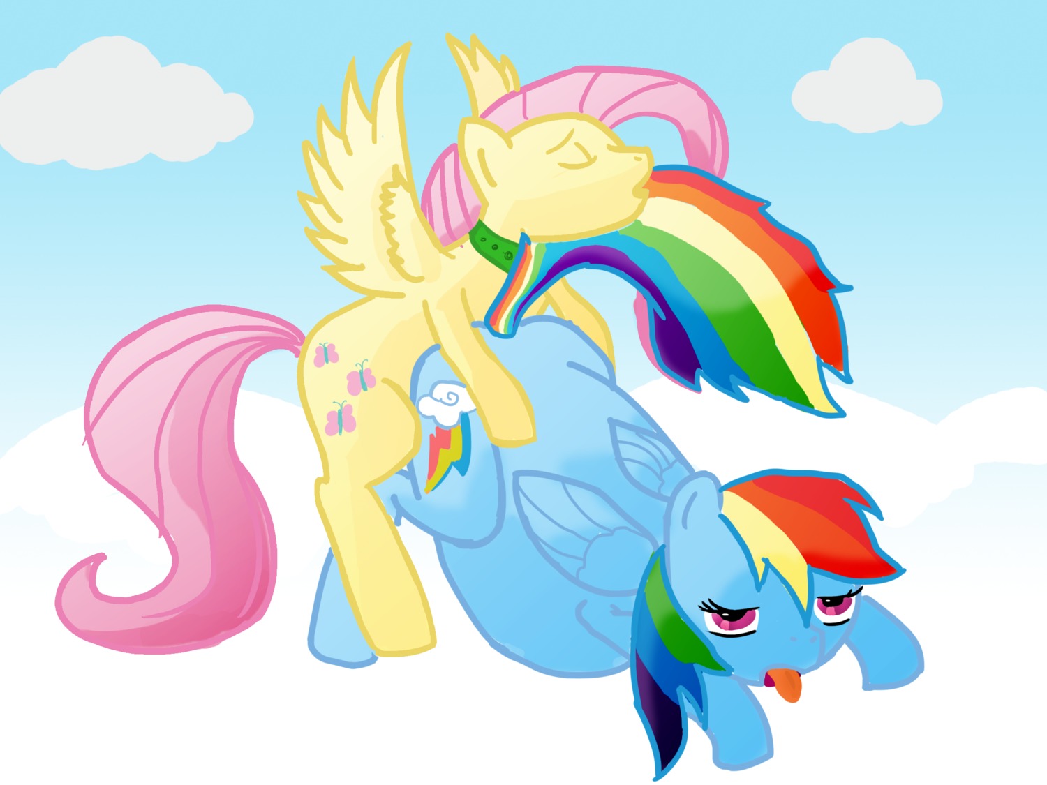 female fluttershy_(mlp) friendship_is_magic male my_little_pony rainbow_dash_(mlp) rule34 rule_63 sex smooth_skin straight what