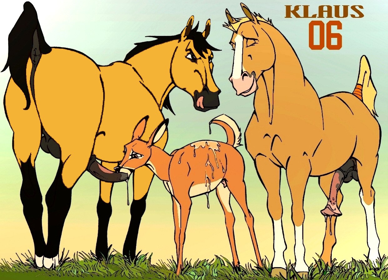 2006 bambi_(film) crossover deer disney dreamworks equine faline female feral horse klaus_doberman male penis rule34 spirit:_stallion_of_the_cimarron spirit_(character)