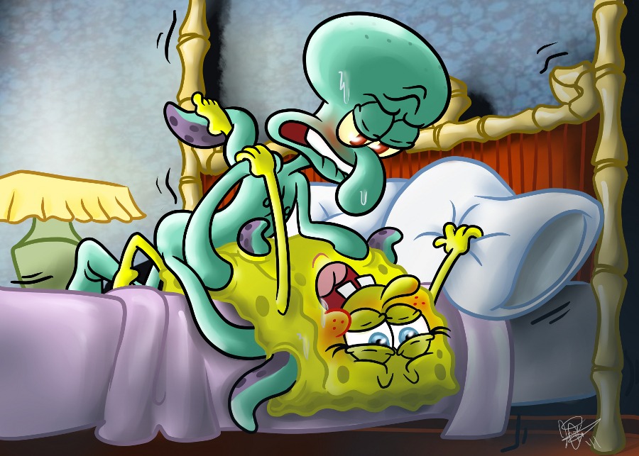 2011 2boys anal anal_sex anthro anthro_on_anthro aplysina_fistularis bed bedroom blue_eyes blue_skin blush cephalopod furry_male furry_only gay gay_sex indoors interspecies looking_at_another lying_on_back male male_on_male male_only marine nickelodeon nude nude_anthro nude_male octopodiform octopus open_mouth pillow rule34 sea_sponge sex smooth_skin spongebob_squarepants spongebob_squarepants_(character) squidward_tentacles tagme tentacle_penetration tentacle_sex tentacles unusual_anatomy yaoi yellow_body