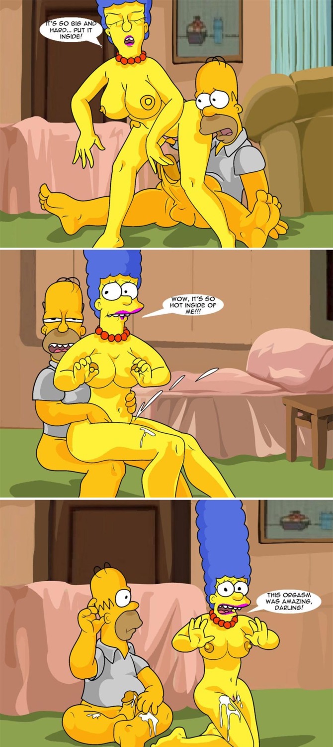 breasts color comic female homer_simpson human indoors insertion male marge_simpson nipples nude penis rule34 sex straight tagme the_simpsons