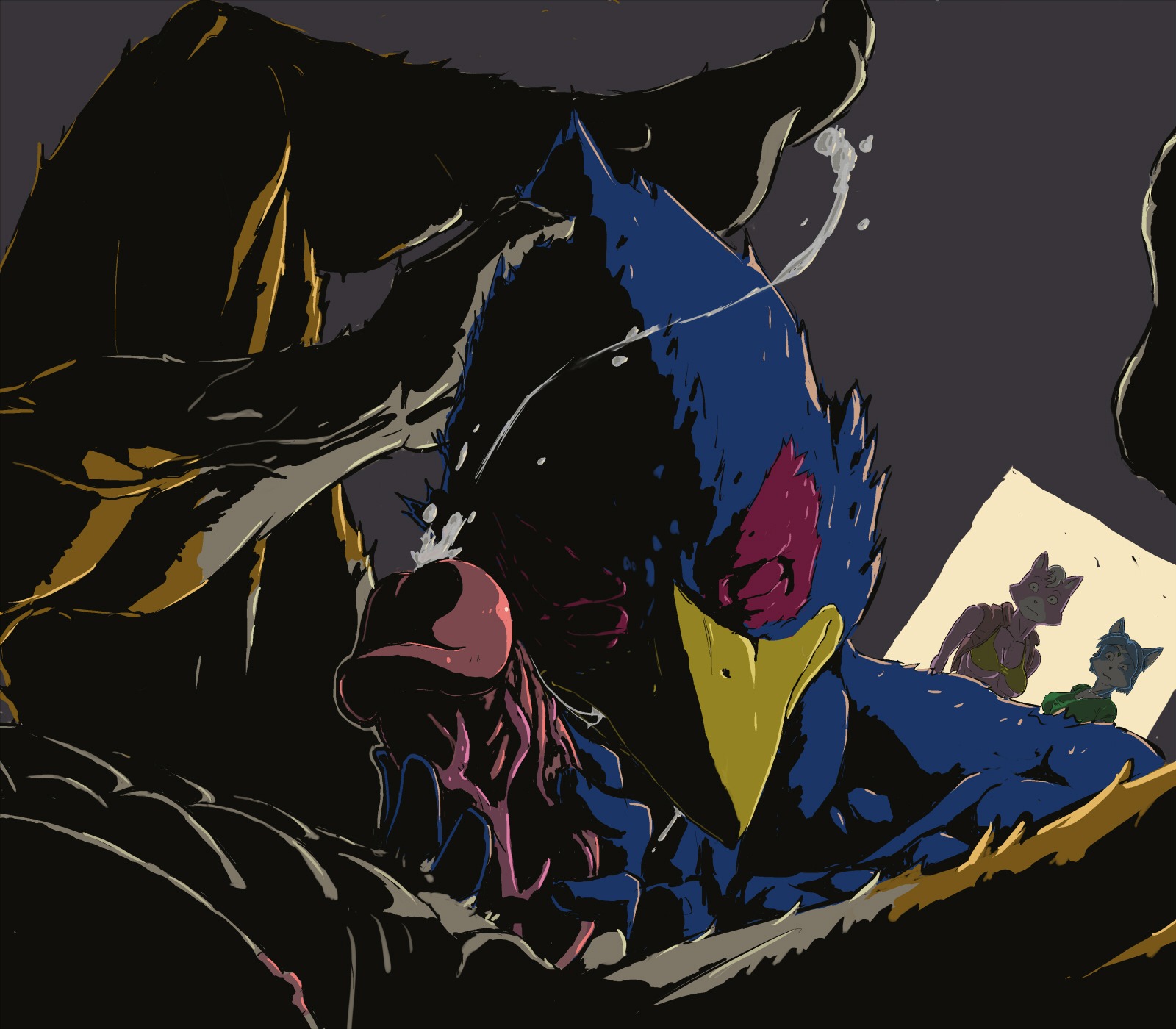 2013 abs anthro anthro_on_anthro athletic avian balls beak bedroom being_watched biceps big_muscles bird black_eyes black_nose blue_body blue_feathers blue_fur blue_hair bodily_fluids body_worship bra breasts canid canine caught_in_the_act clothed clothing crouching cum cum_in_mouth cum_inside cum_on_face cum_on_penis cum_string cumshot domestic_cat doorway ducati e621 ejaculation erection eyes_closed faceless_character faceless_male falco_lombardi feathers felid feline felis female fox fox_mccloud fur genital_fluids genital_worship genitals glans glowing group hair hand_on_head headgear hi_res humanoid_genitalia humanoid_penis inside interspecies katt_monroe kneeling krystal_(star_fox) light looking_at_another lying male male/male mammal muscular nintendo nipples nude on_back open_mouth orange_body orange_fur orgasm pecs penile penis penis_worship pink_body pink_fur pink_nose pink_penis pose raised_arm raised_leg shocked spread_legs spreading standing star_fox stare topwear underwear vein veiny_penis vest walk-in white_body white_fur wide_eyed yellow_nose