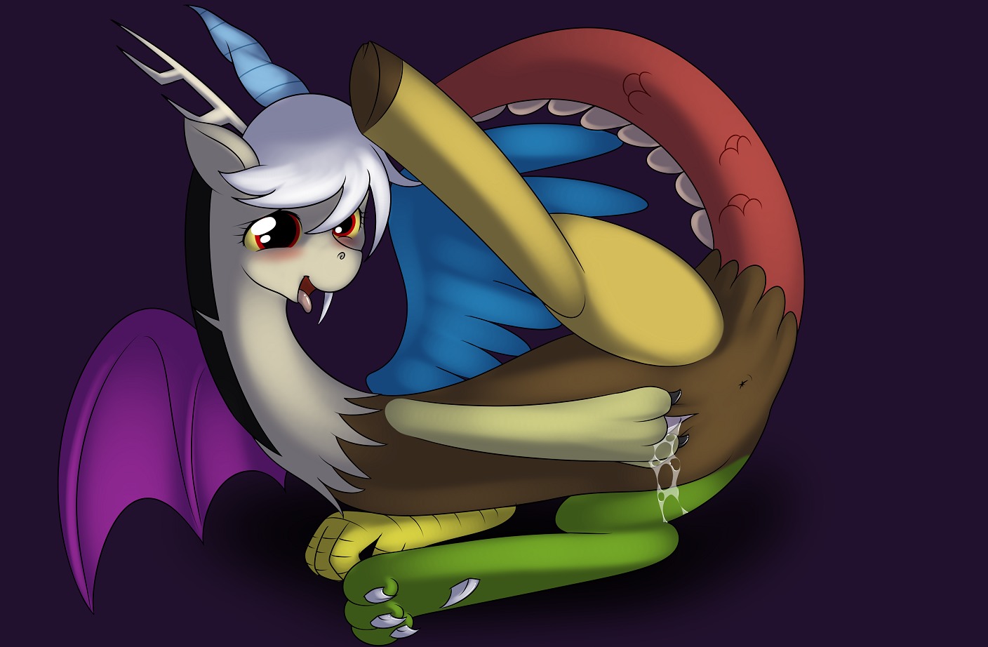 anus chimera discord_(mlp) draconequus female feral friendship_is_magic kloudmutt my_little_pony pussy rule34 rule_63 smooth_skin solo